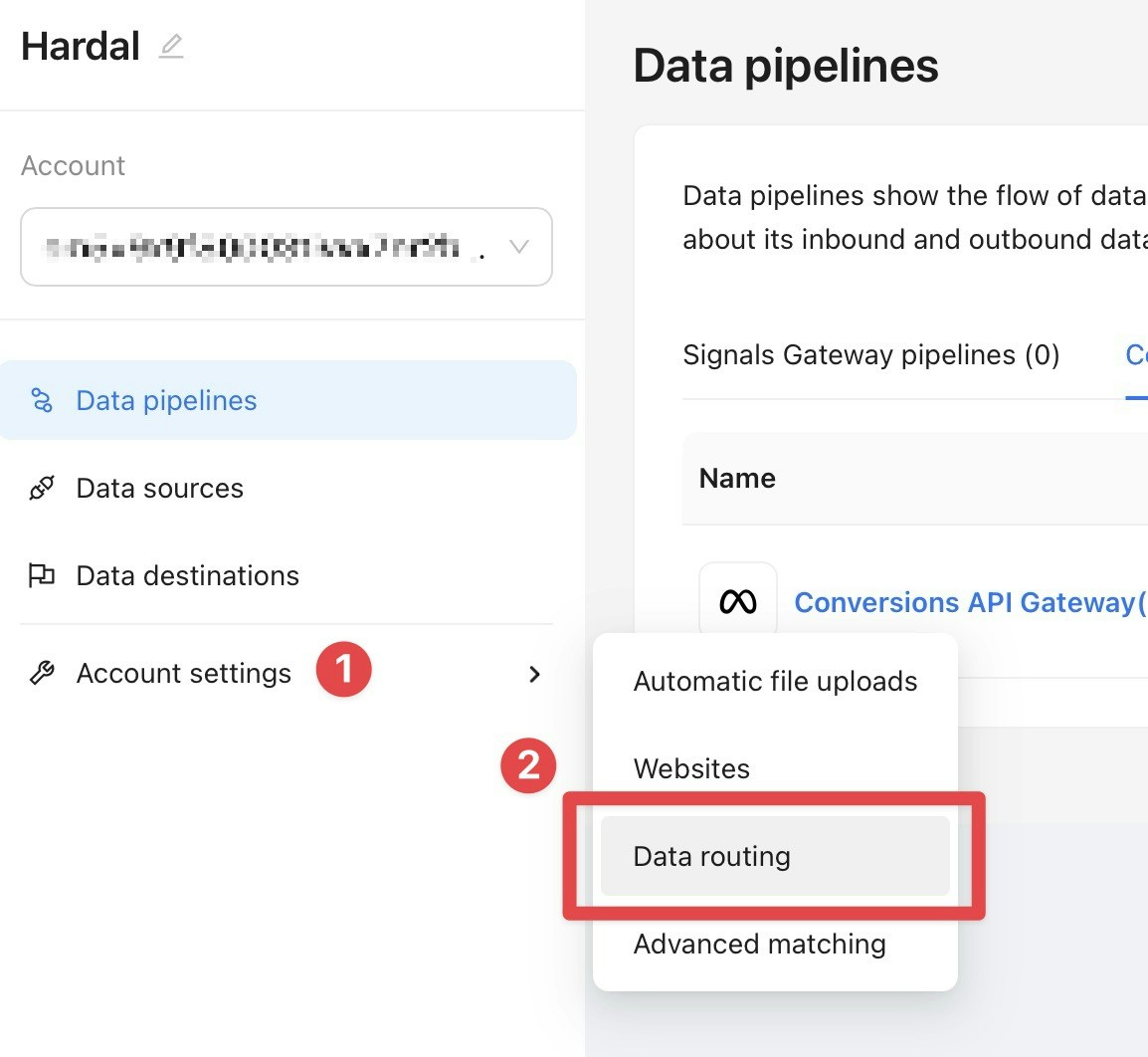 Data Routing settings