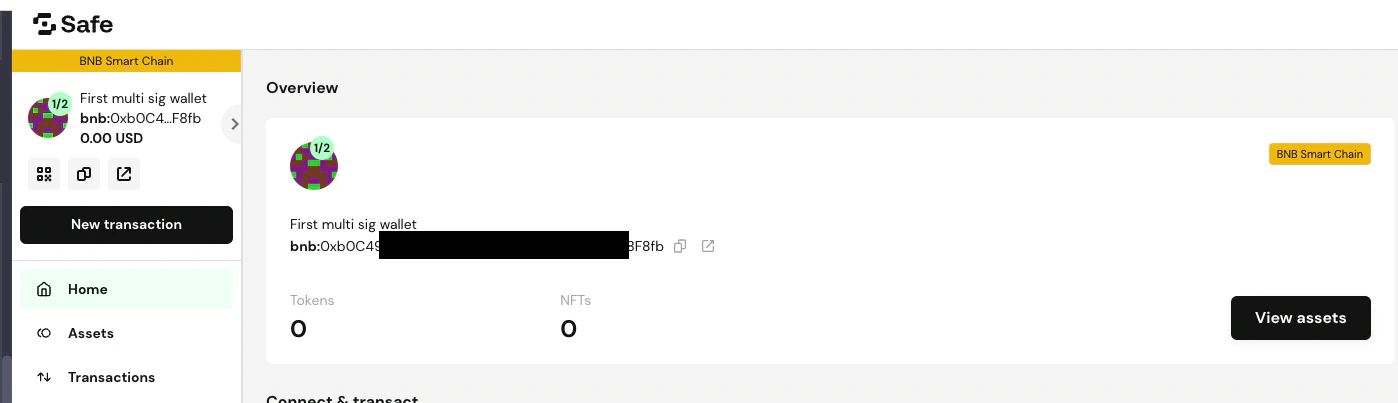 Safe account summary
