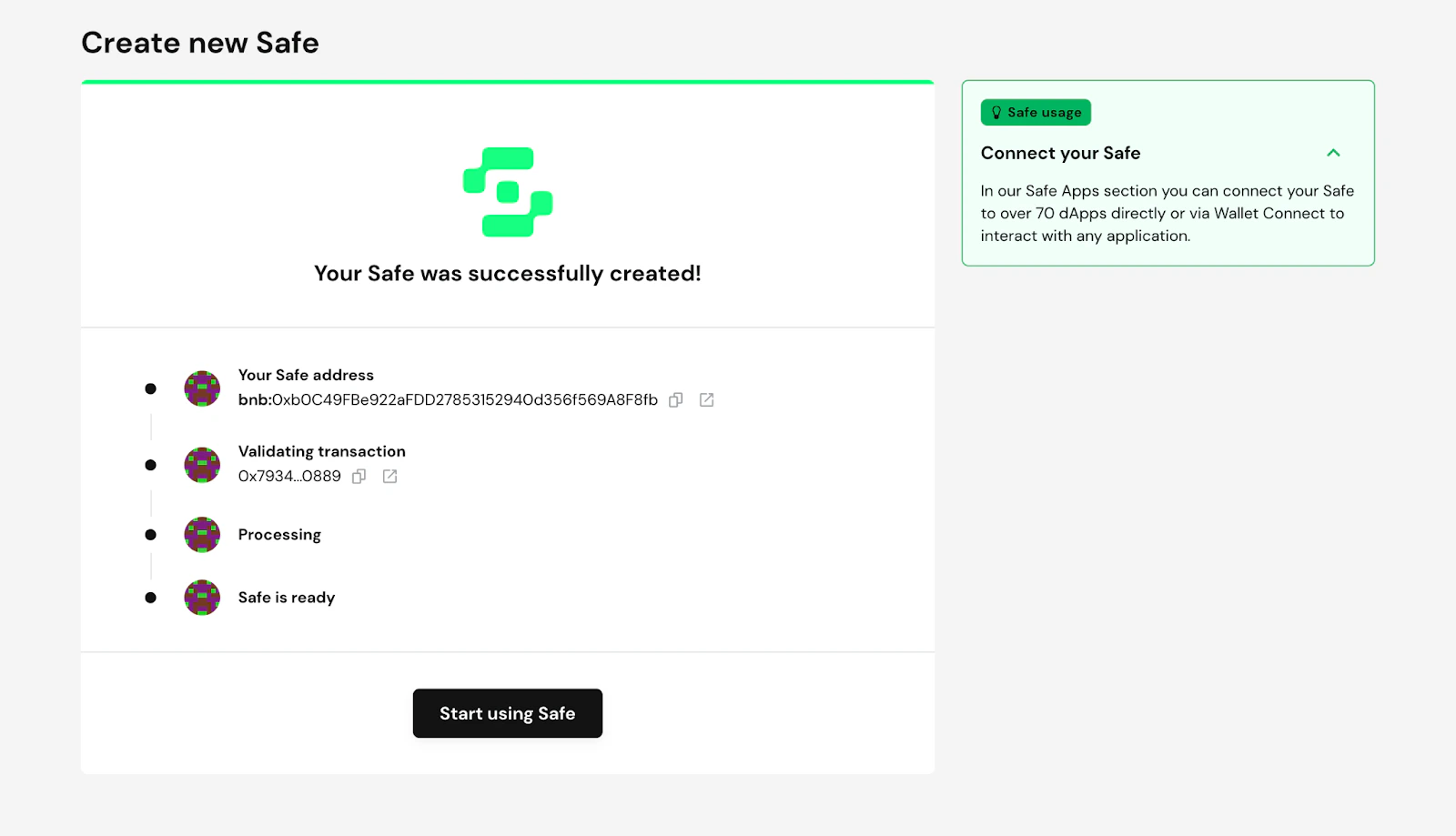 Safe created