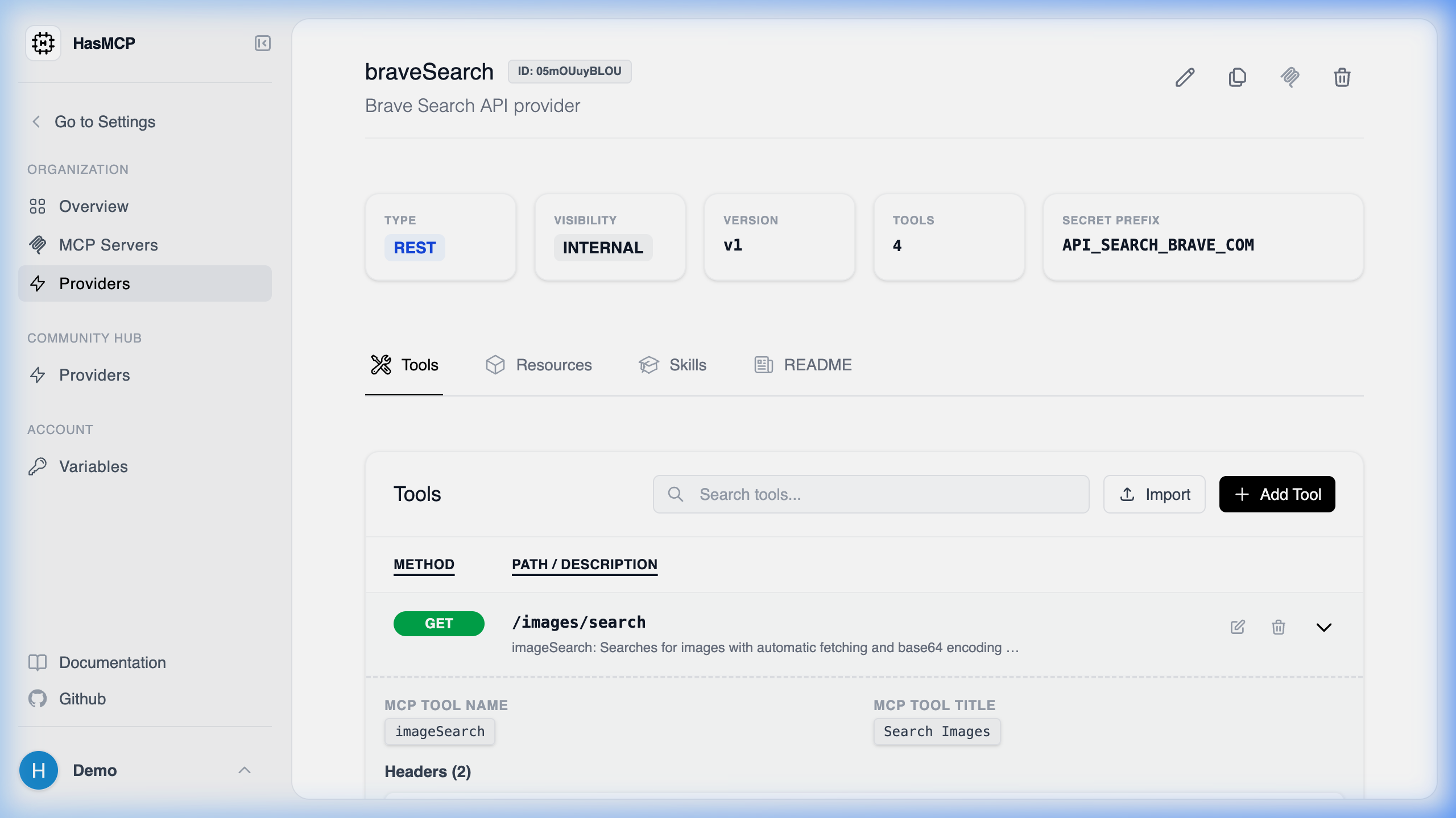 Provider Tool Details