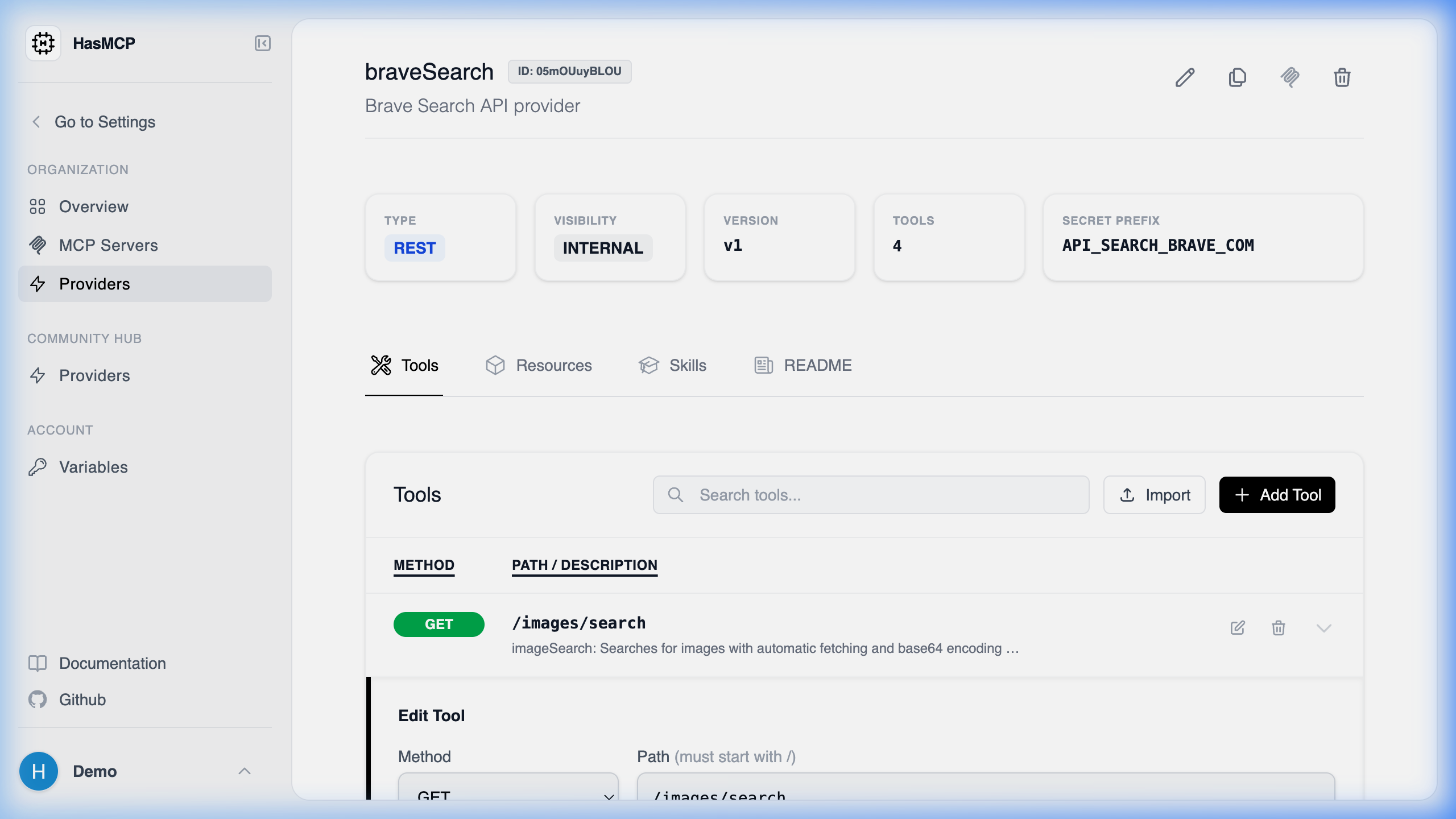 Edit Provider Tool Modal