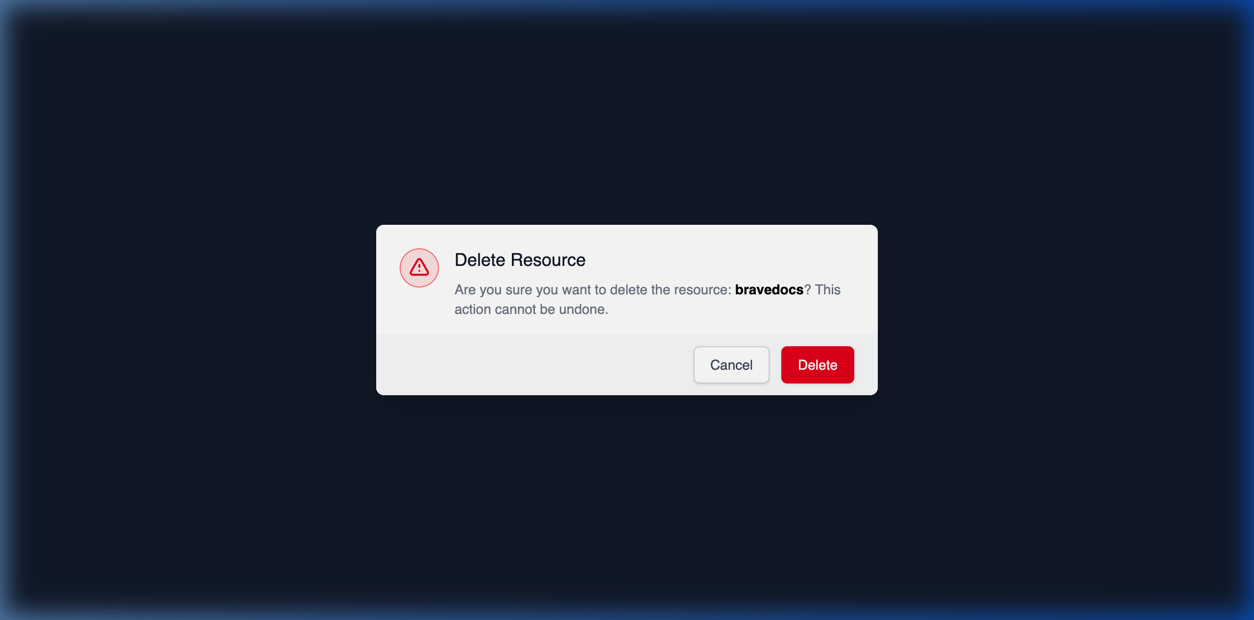 Delete Provider Resource Confirmation