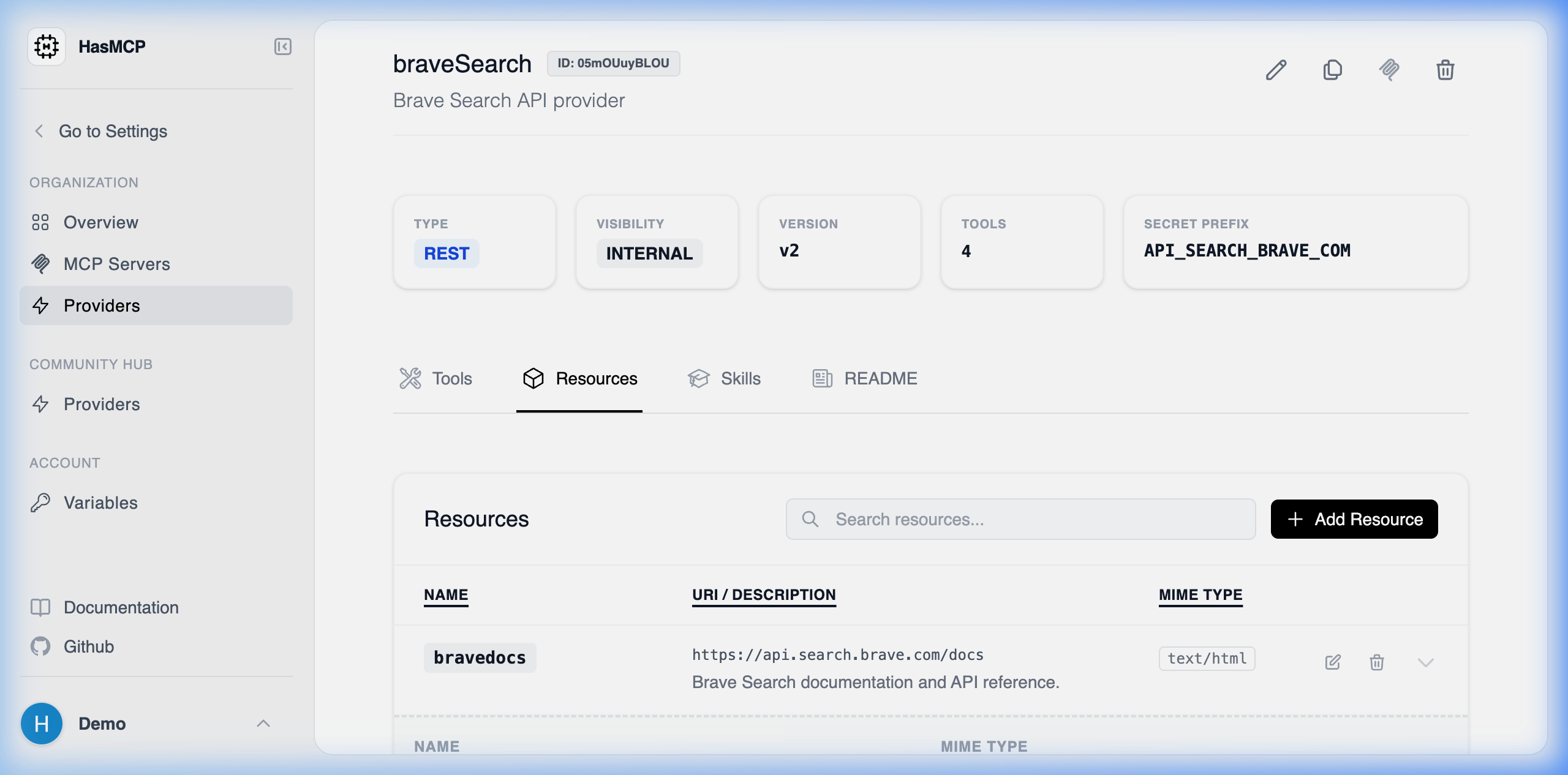 Provider Resource Details