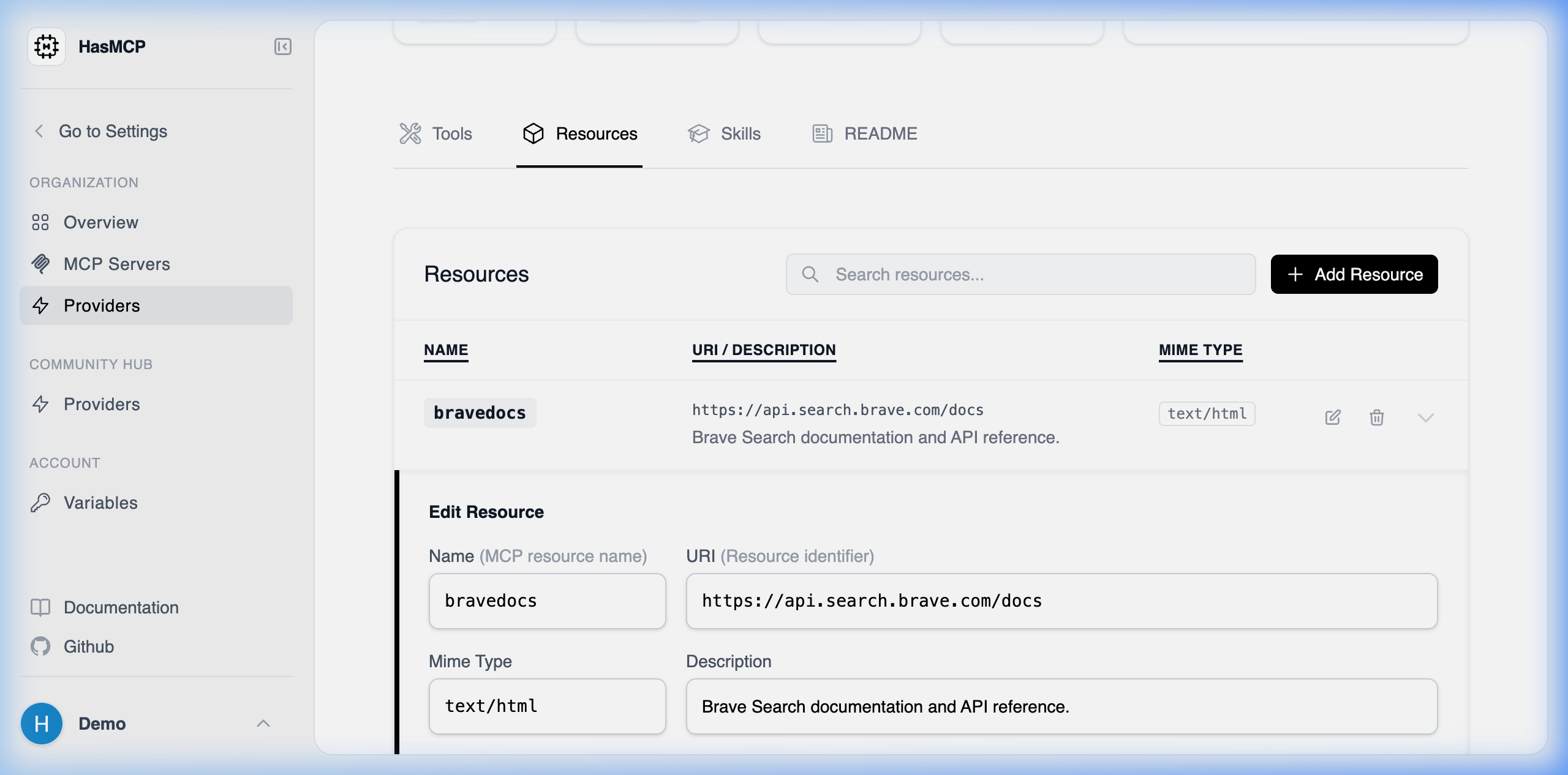 Edit Provider Resource Modal