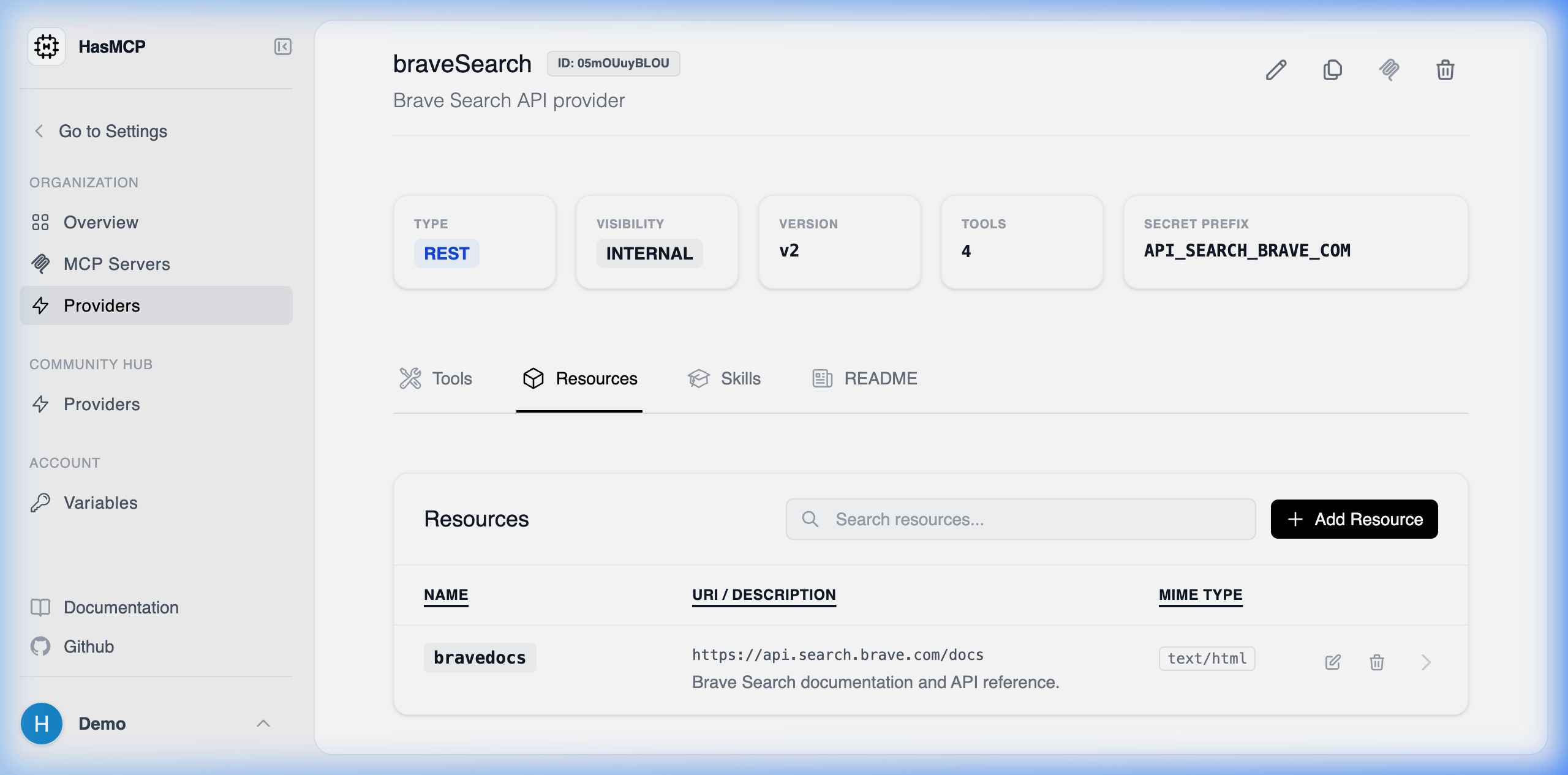Provider Resources List
