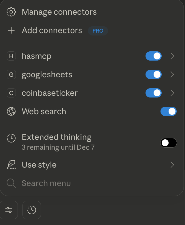 Toggle MCP in Claude Desktop