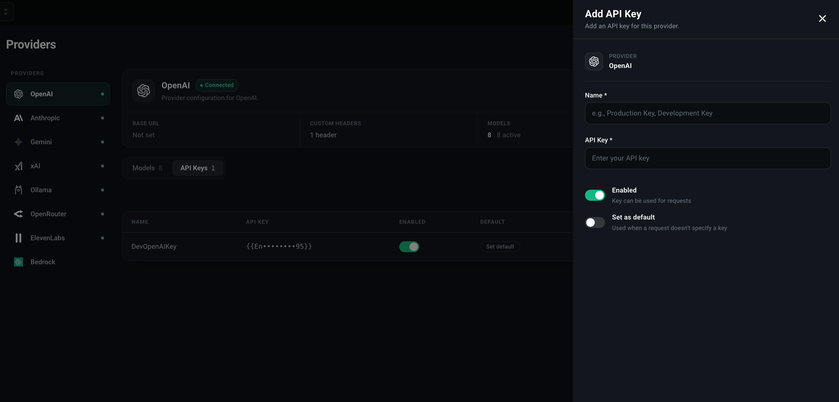 Add API Key Dialog