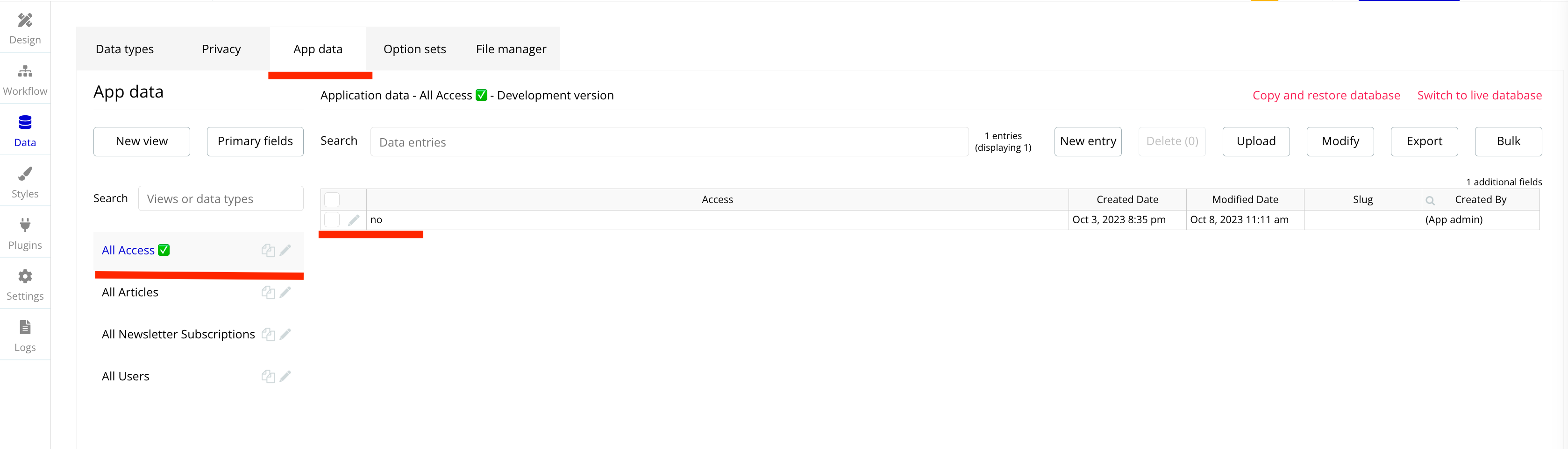 Screen Database Access✅