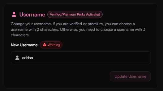 2 Character Username