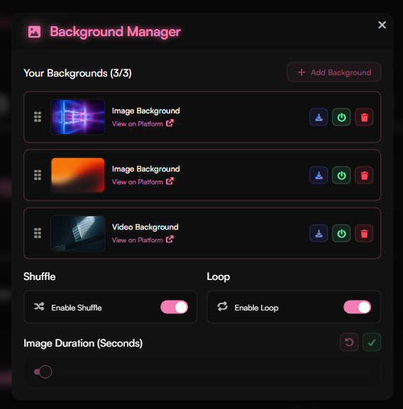 Background Manager Interface