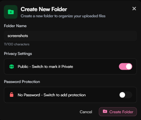 Create Folder Interface