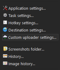 Custom uploader settings button