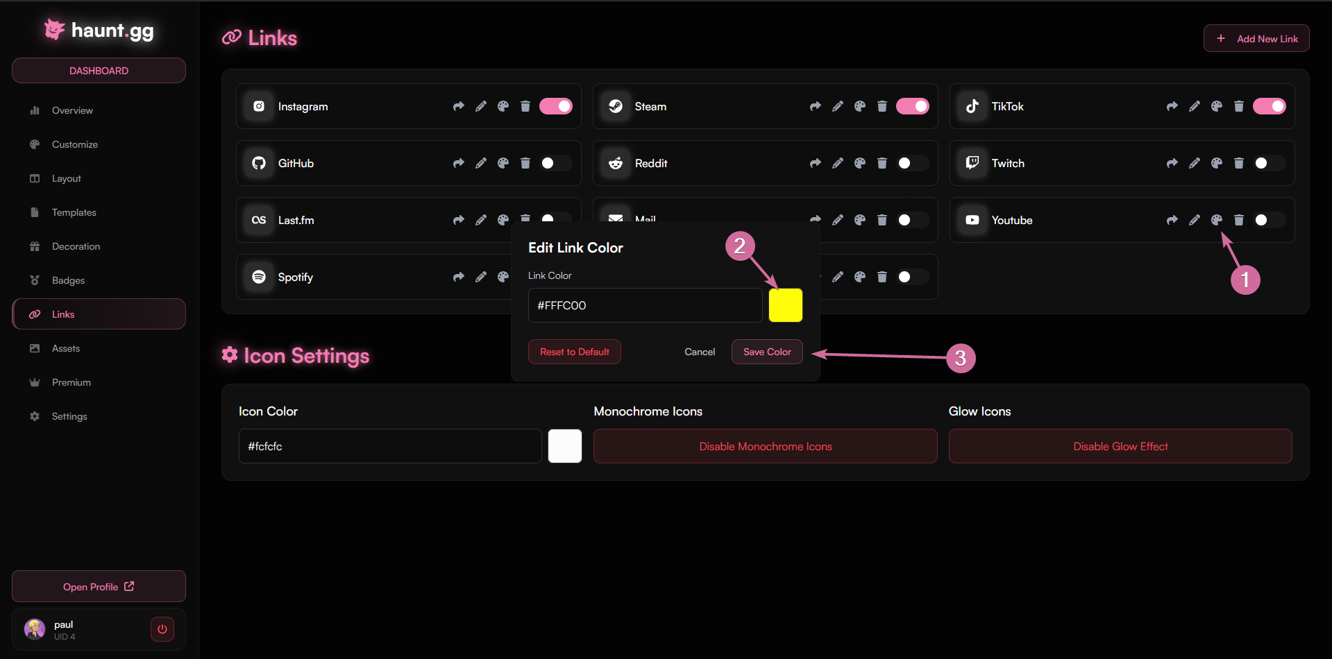 Links Icon Color