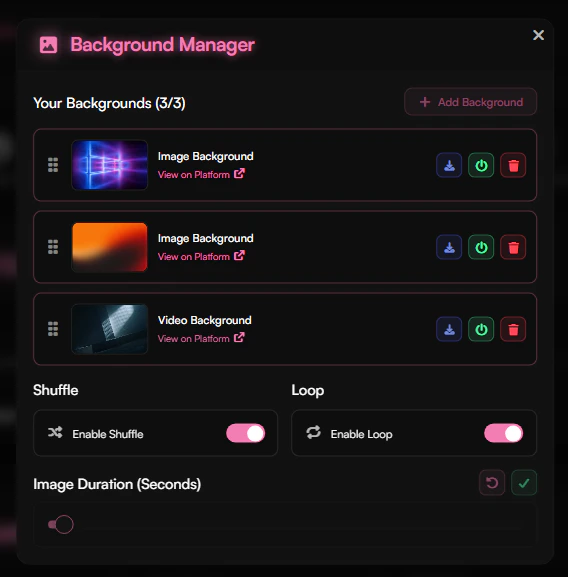 Background Manager Interface
