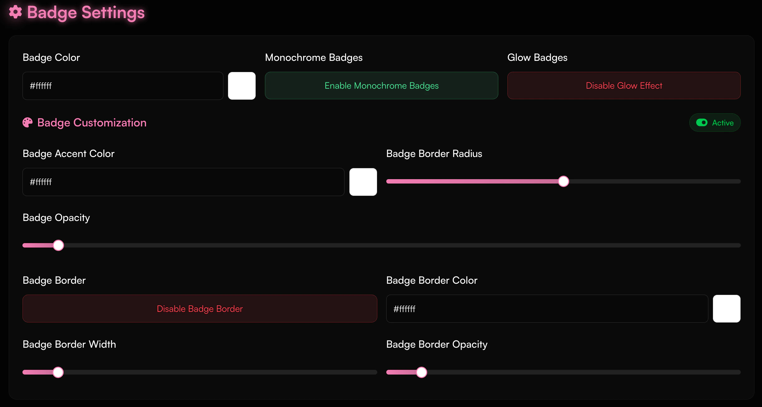 Badge Customization Interface