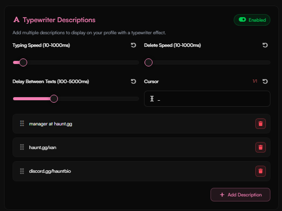 Typewriter Descriptions