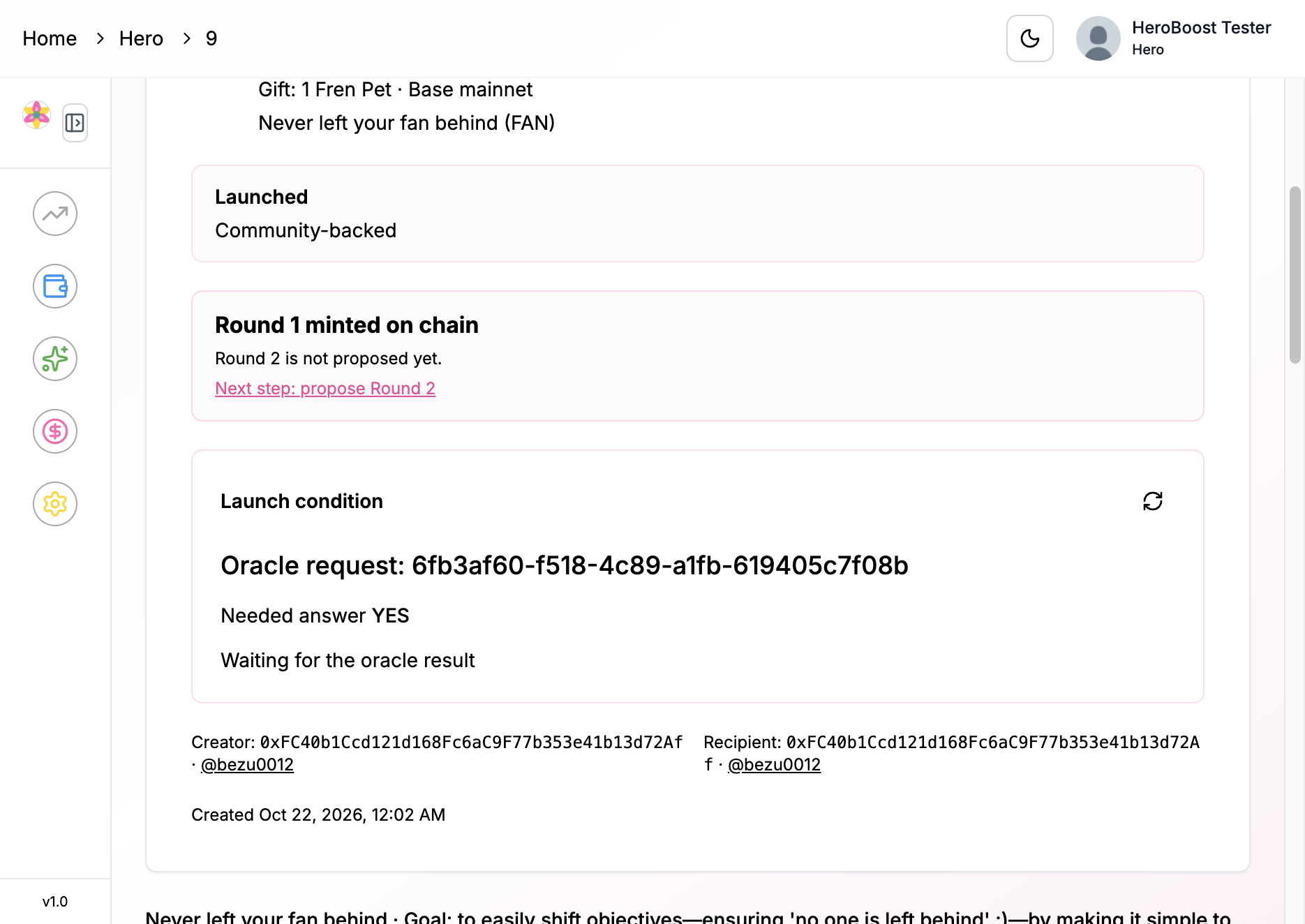 Launch condition block showing the needed answer and that the result is still waiting