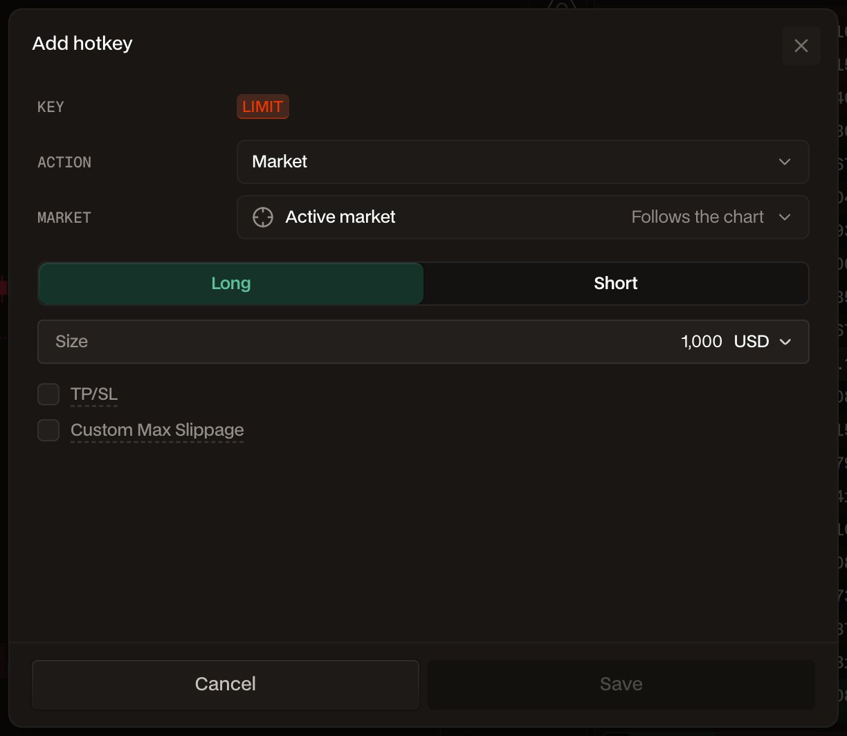A janela Add hotkey com o campo Key escutando e a palavra LIMIT digitada em laranja.