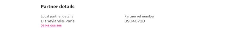 Voucher partner details showing the operator name, phone number and reference number