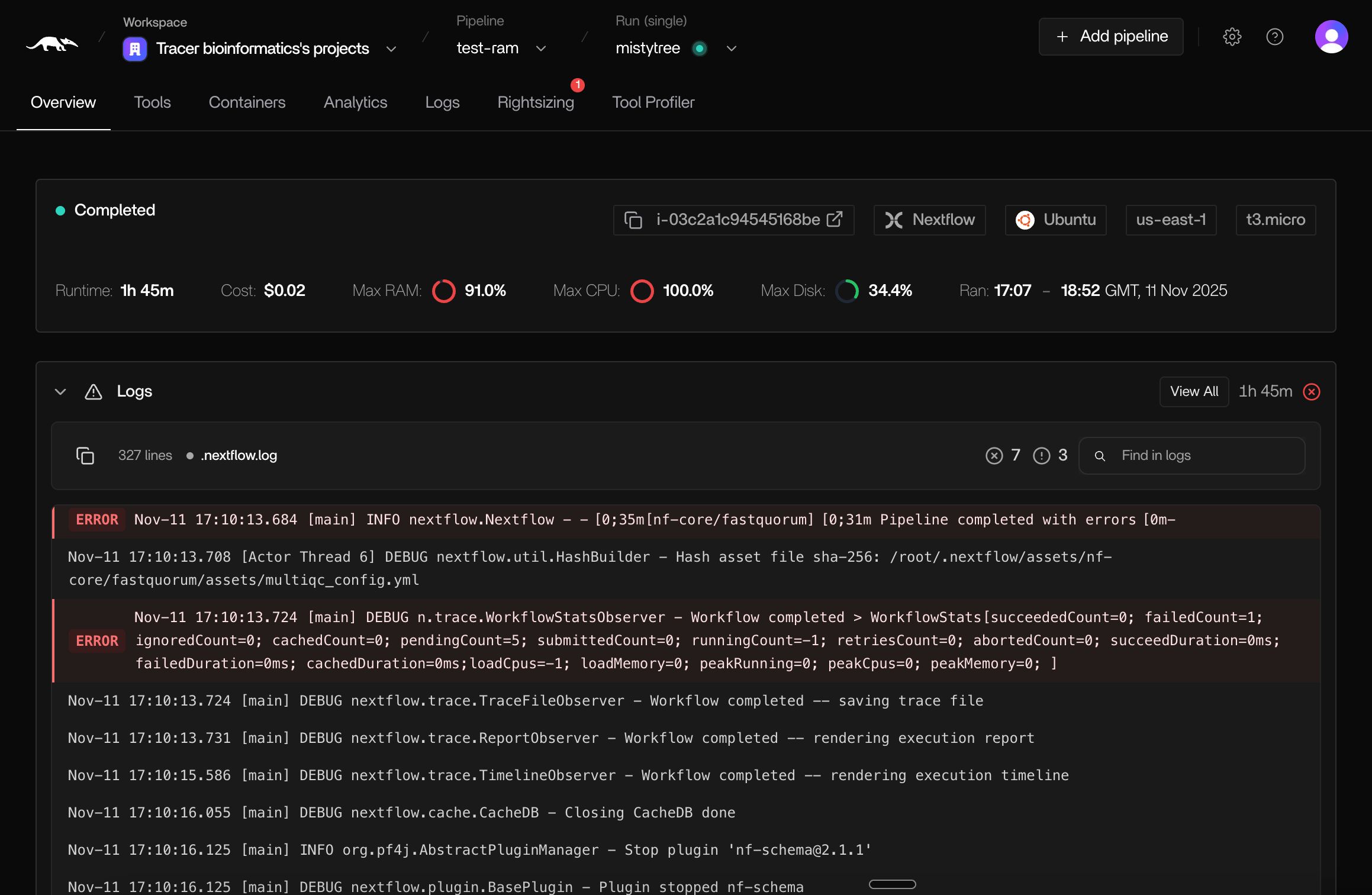 Tracer Dashboard