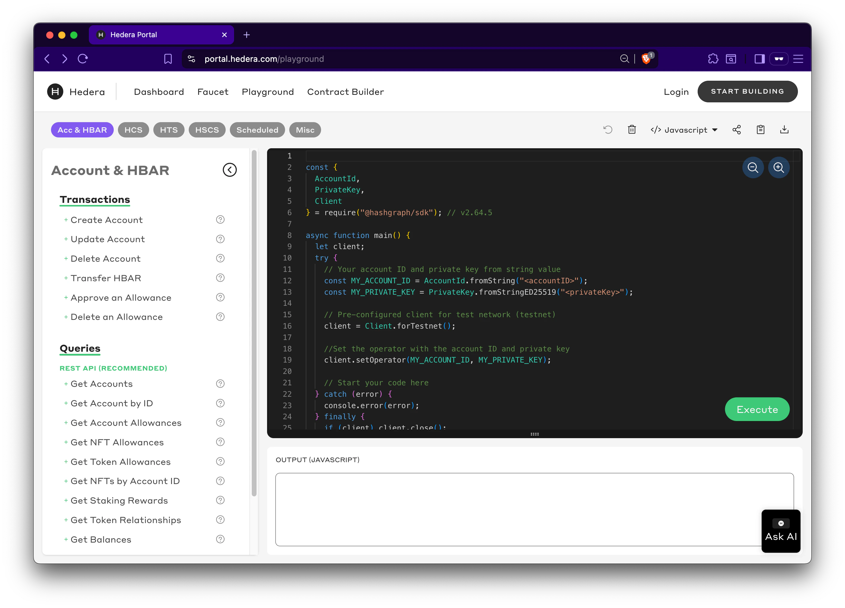 Hedera Developer Playground