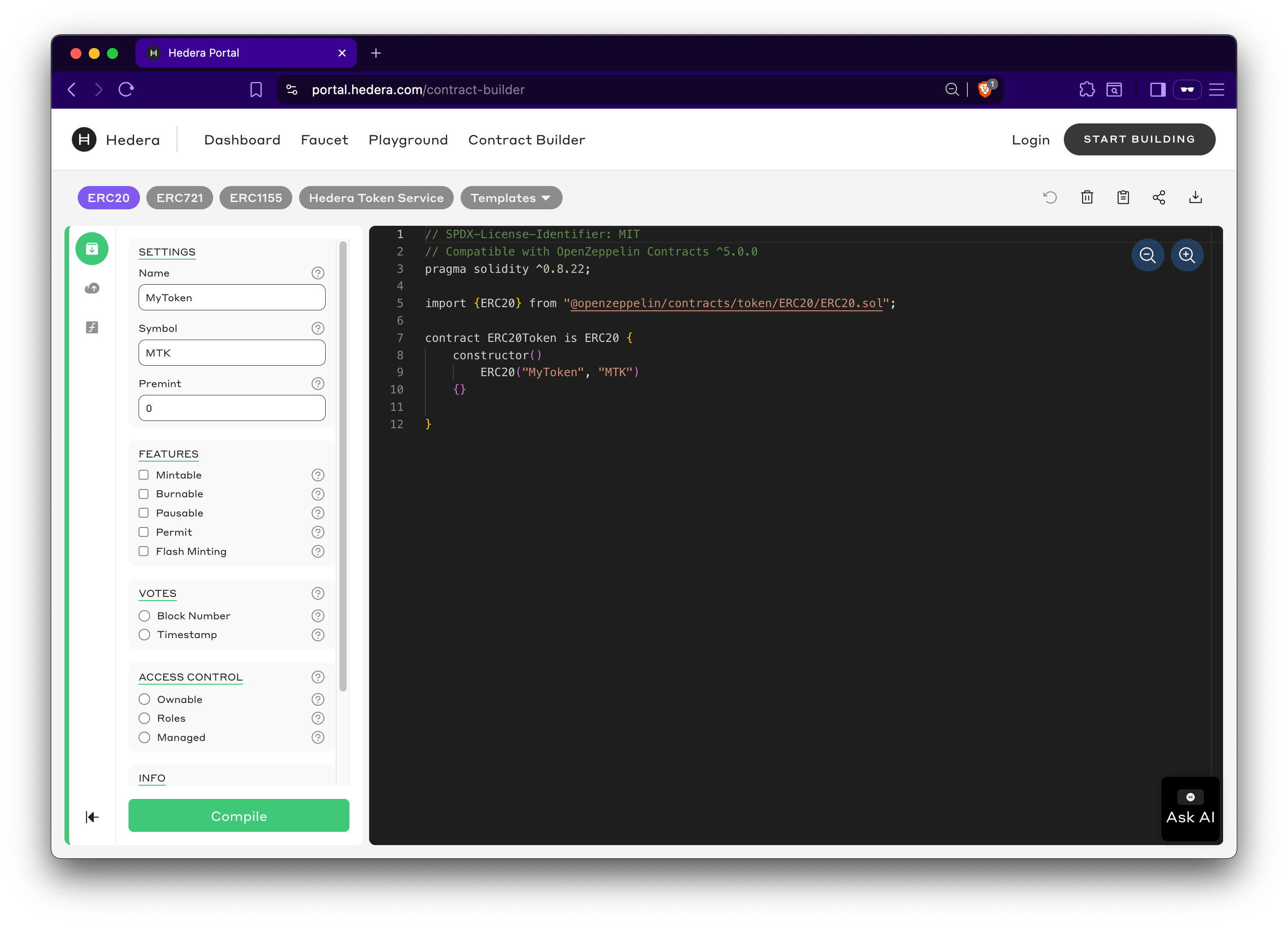 Hedera Contract Builder