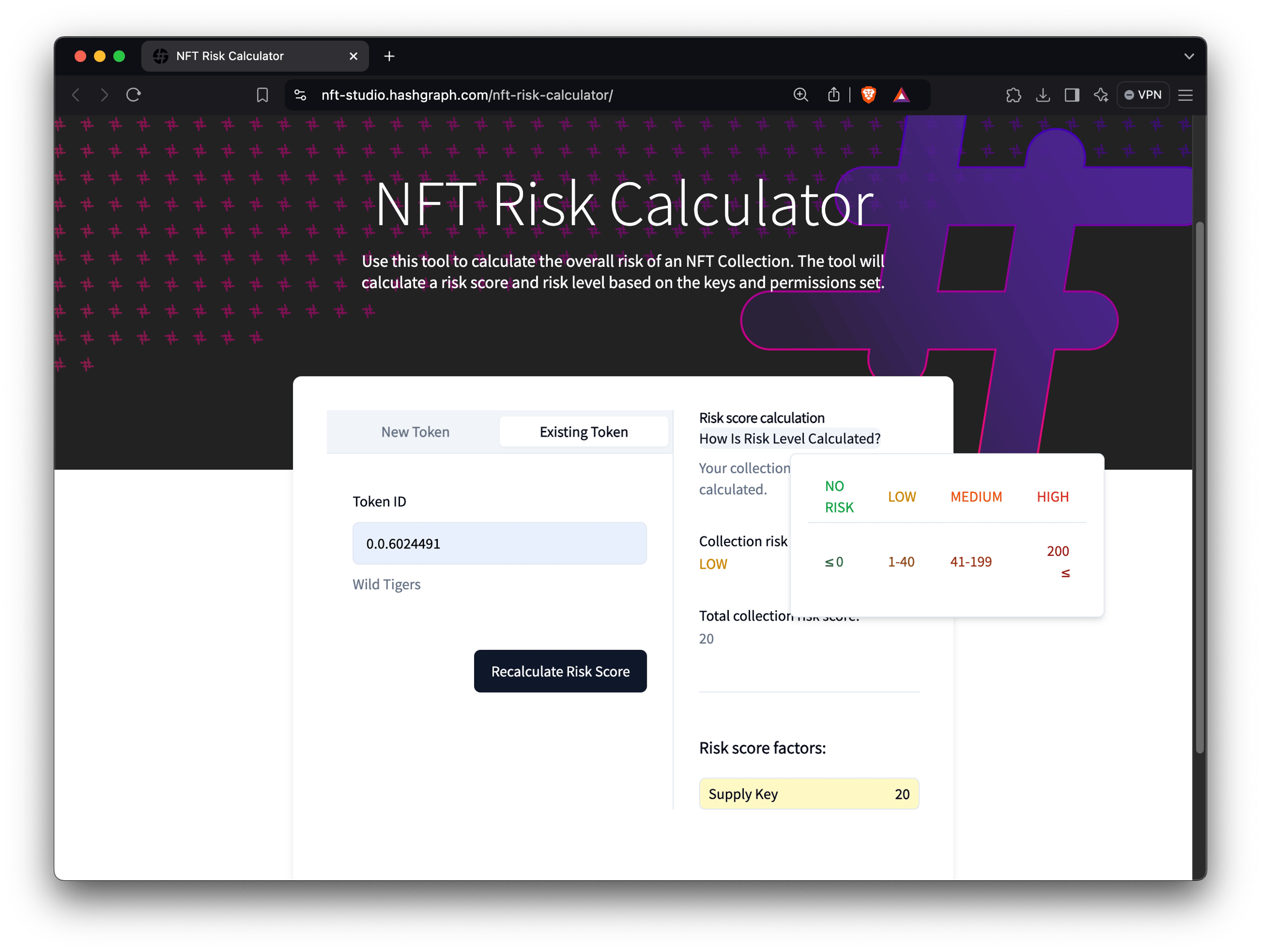 NFT Risk Calculator - Hedera