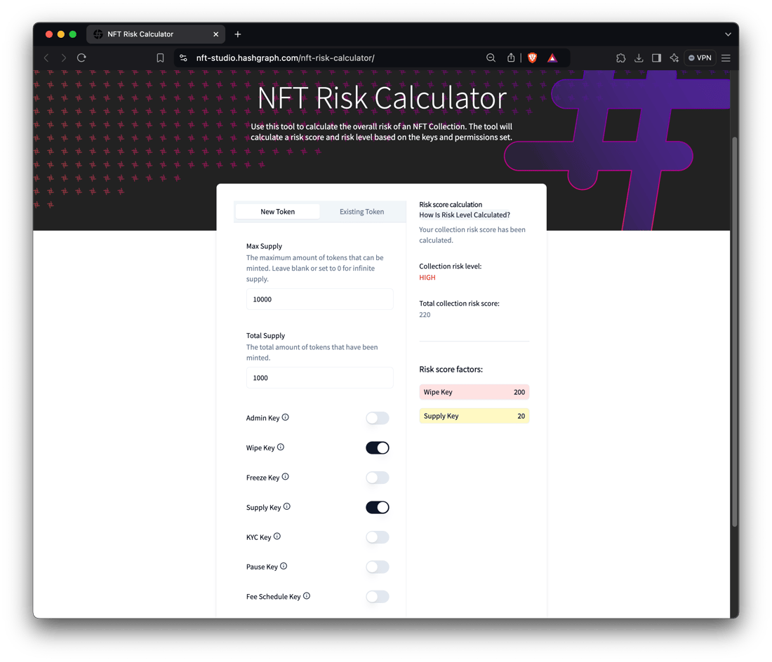 NFT Risk Calculator - Hedera
