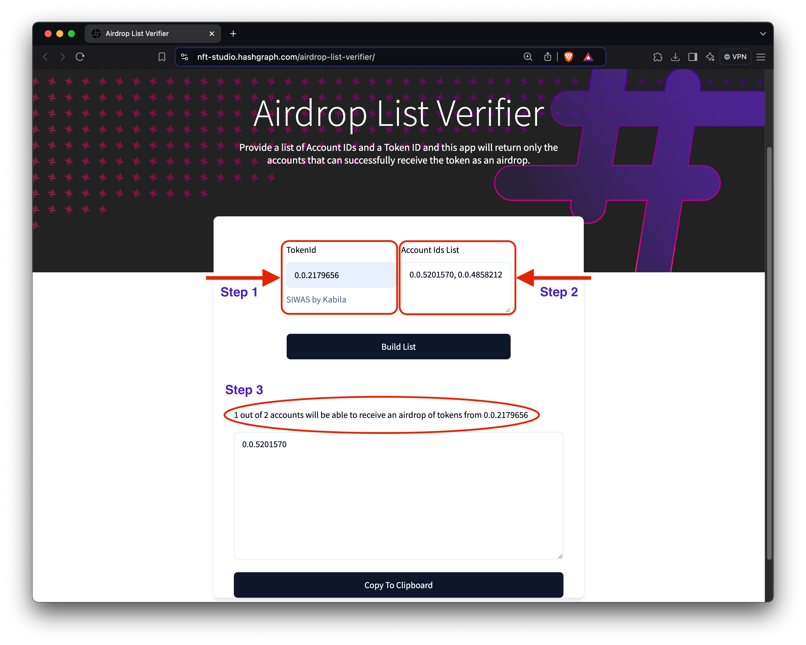 Airdrop List Verifier - Hedera