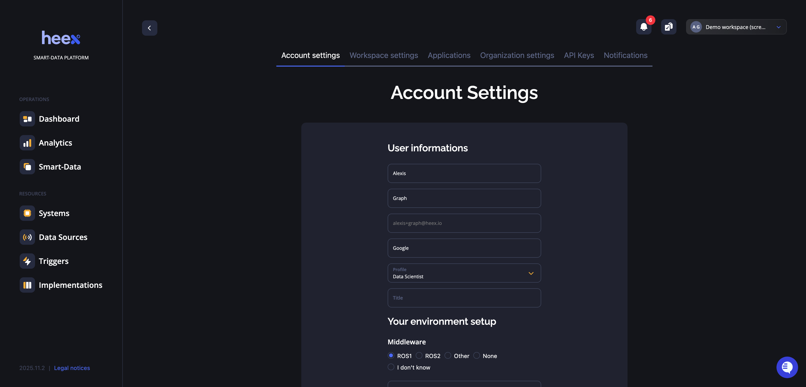 Account settings