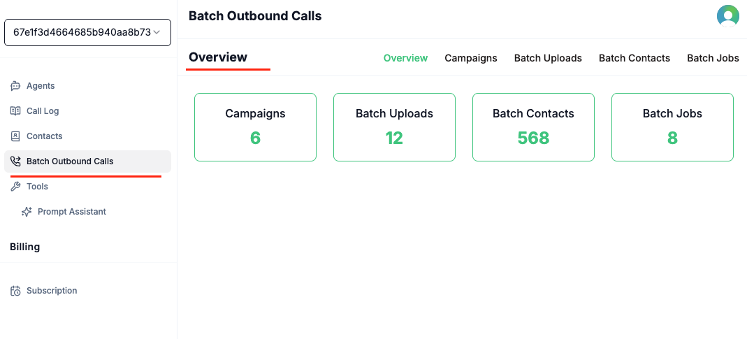 Batch Outbound Calls Dashboard