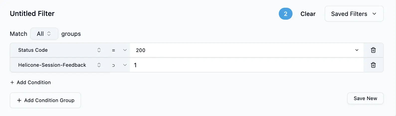 Filtering requests with custom properties and search criteria