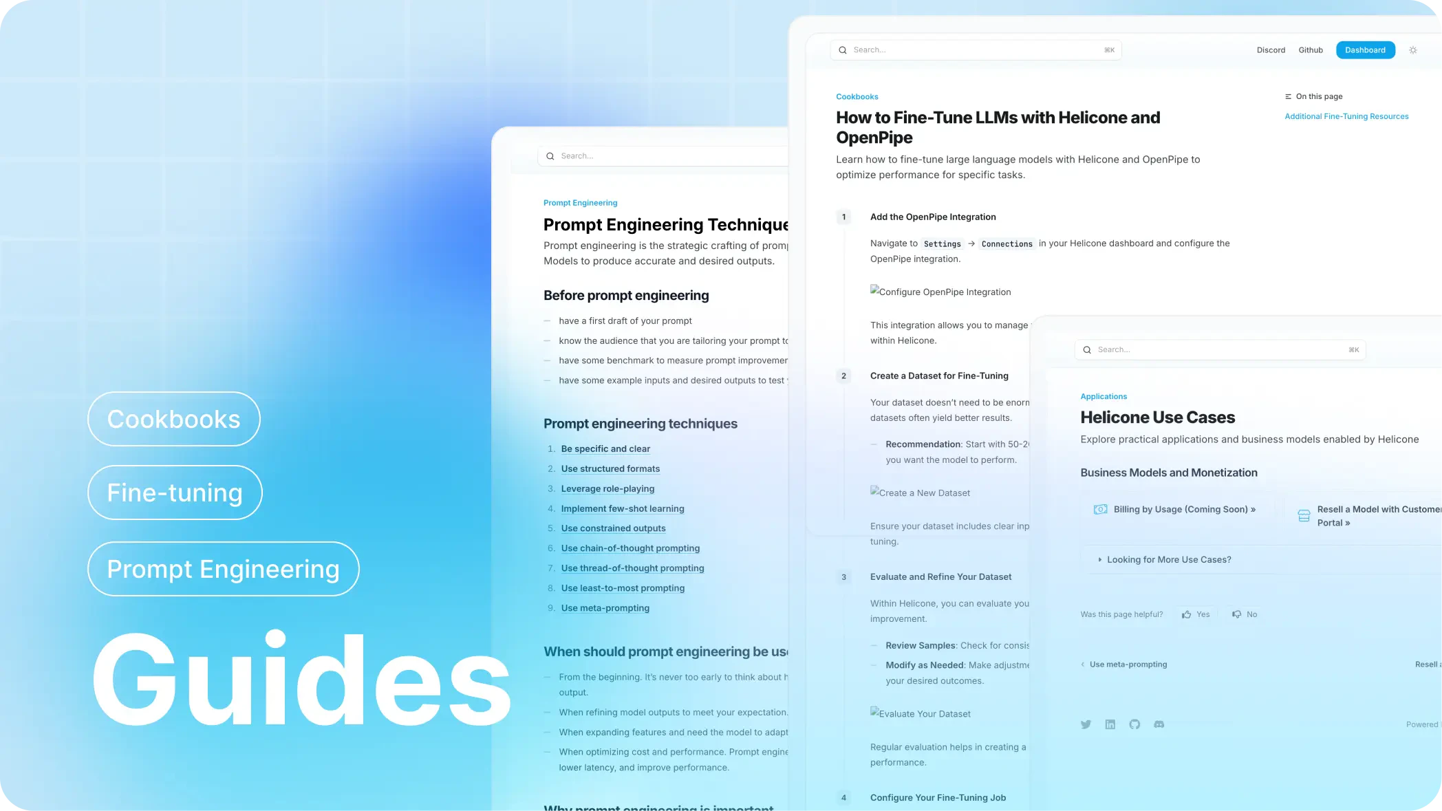 Helicone's guides for building, optimizing, and analyzing LLM applications with Helicone.