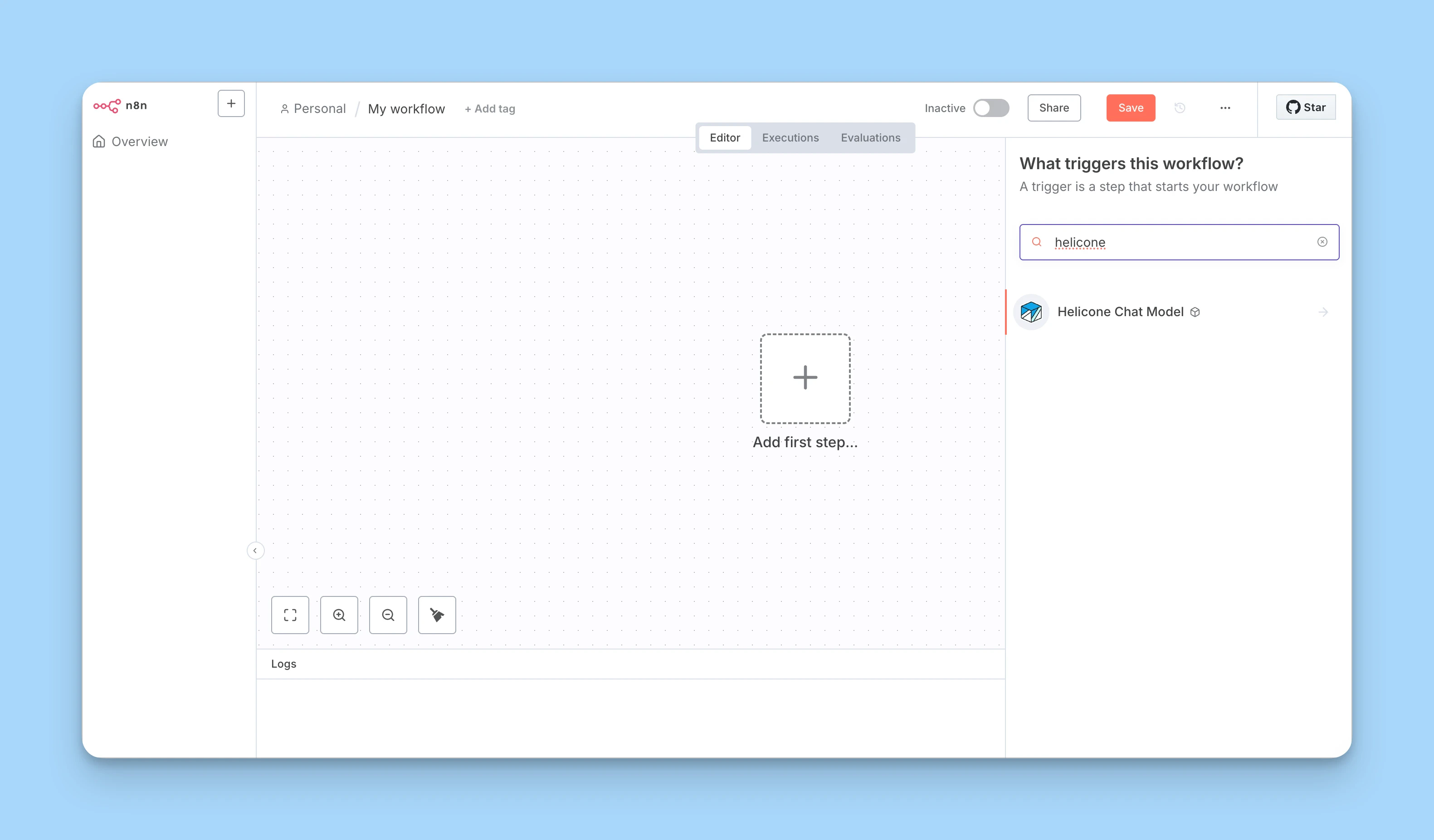 n8n search for Helicone node