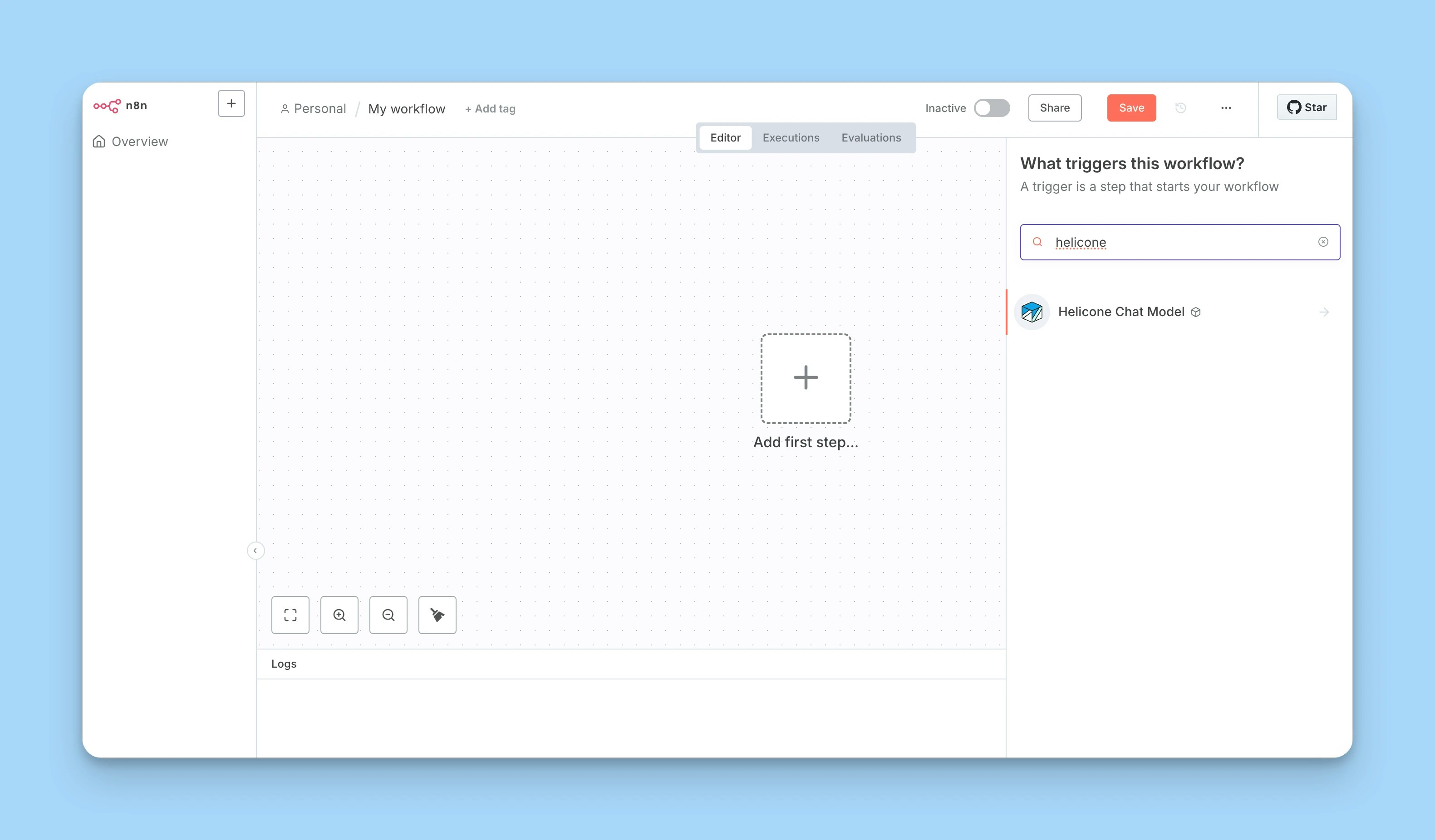 n8n search for Helicone node