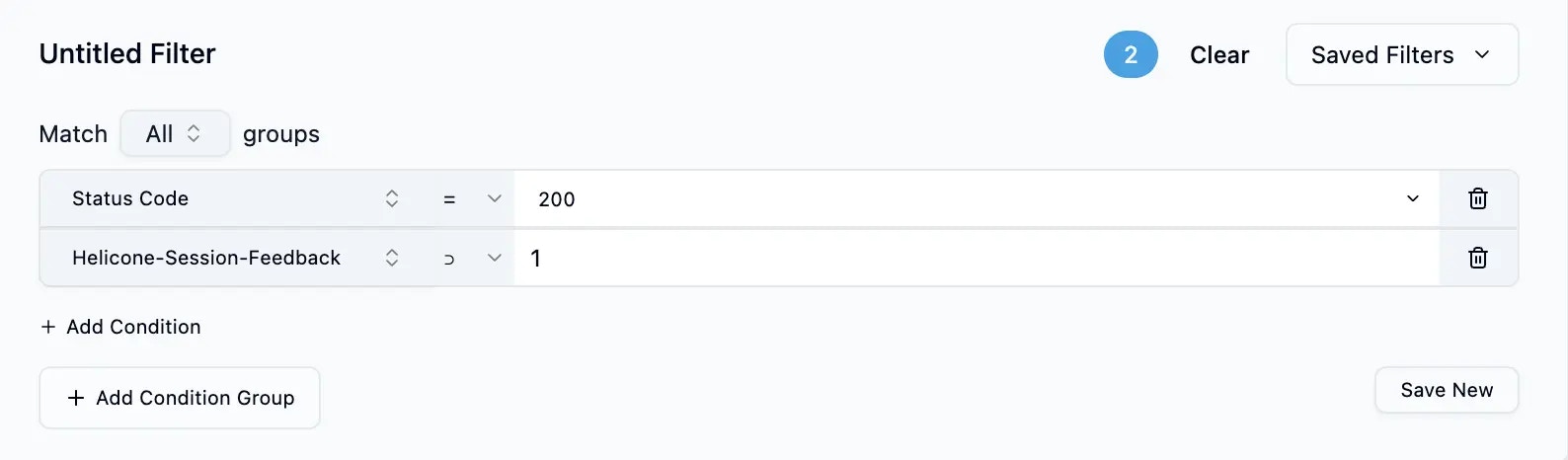 Filtering requests with custom properties and search criteria