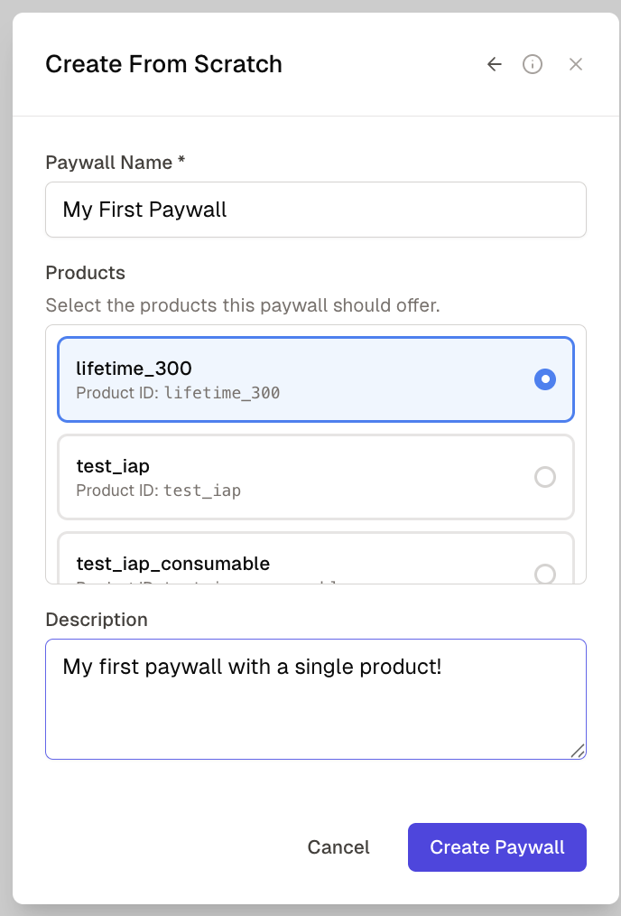 Create a new paywall