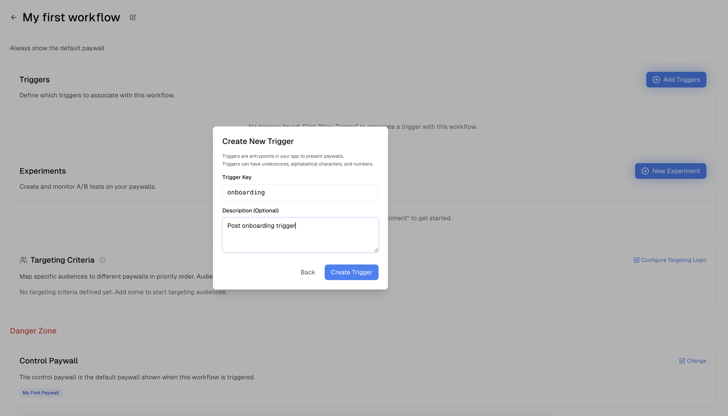 Create a new trigger