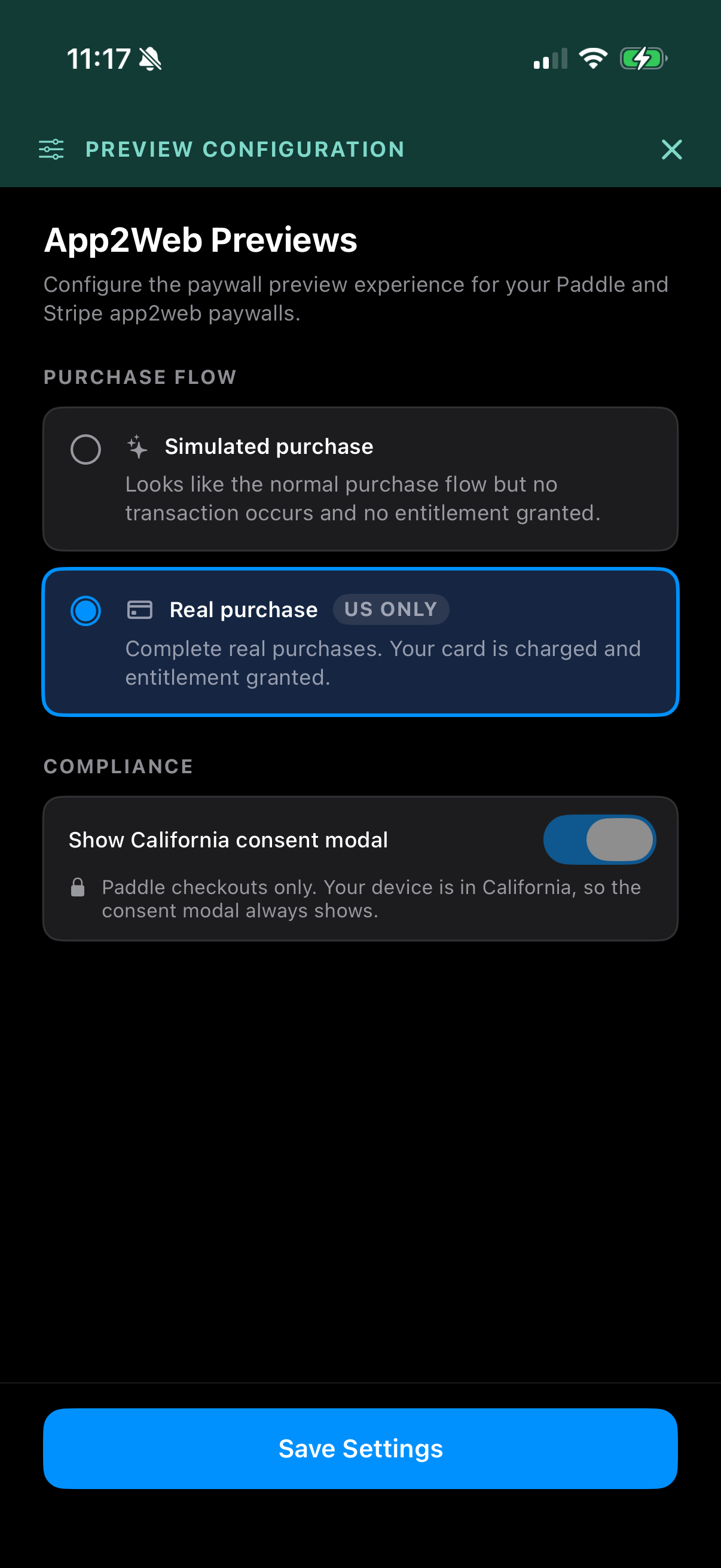 App2Web preview settings