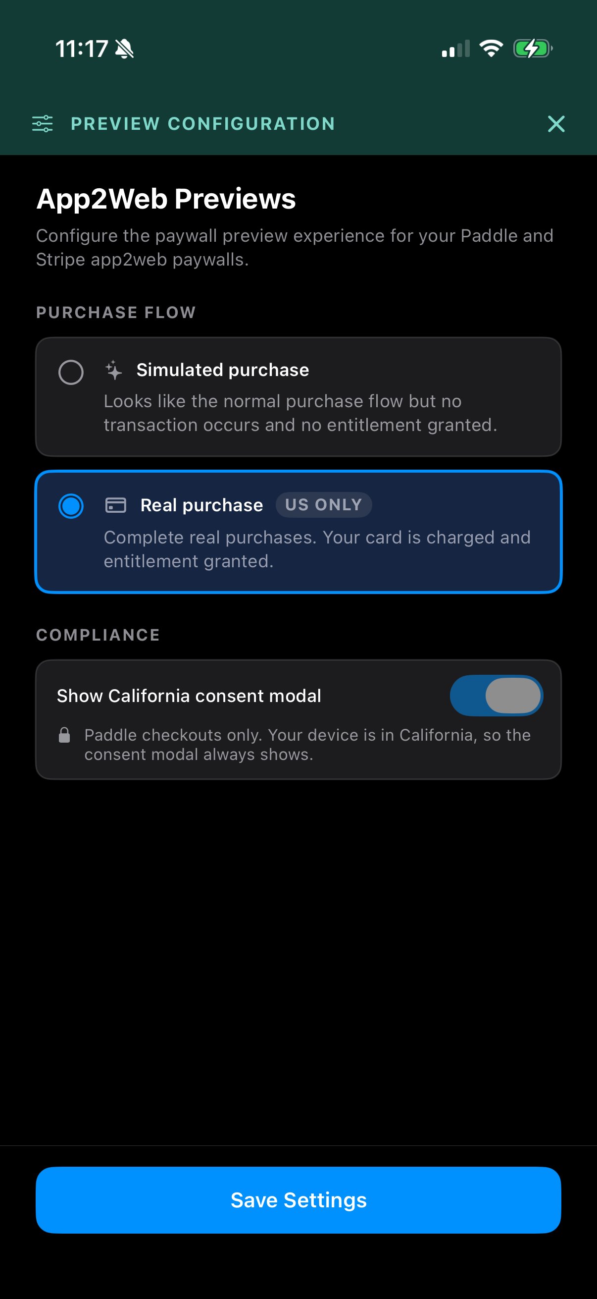 App2Web preview settings