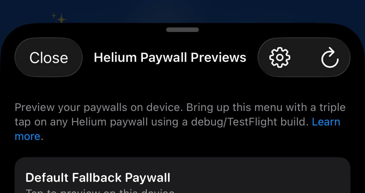 The gear icon on the previews list