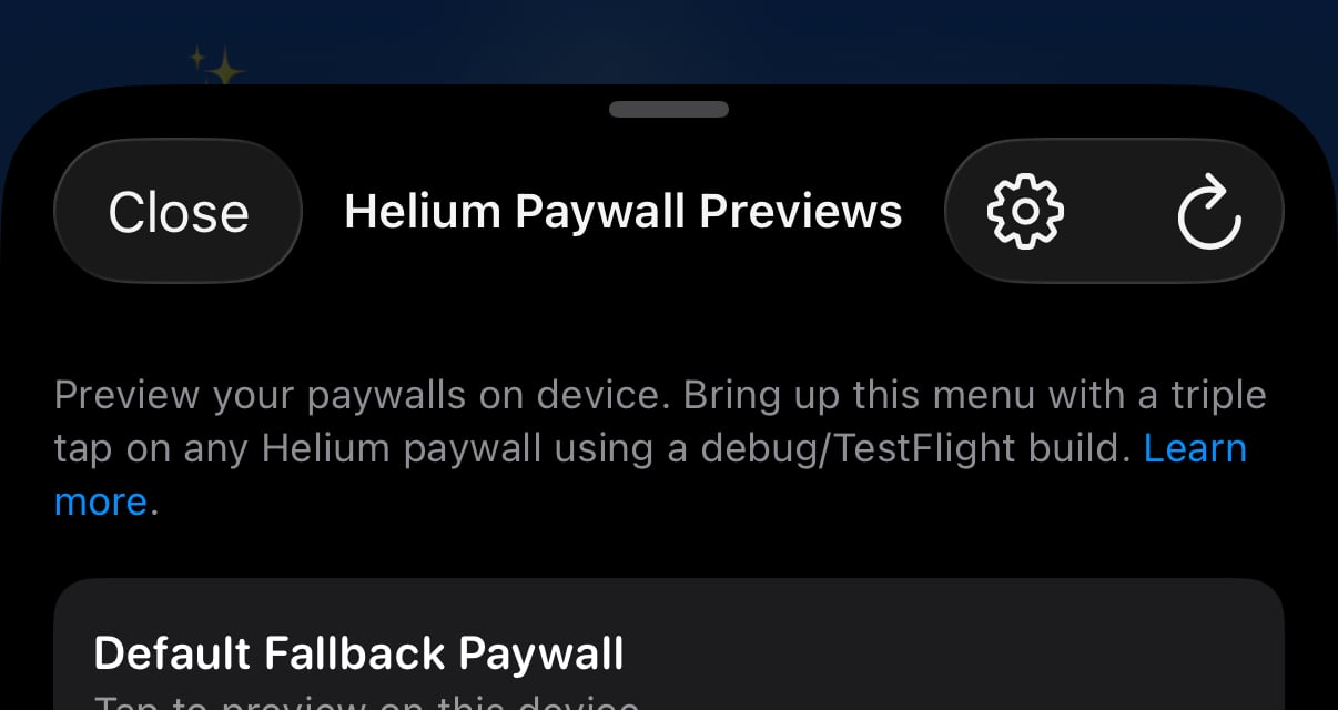 The gear icon on the previews list