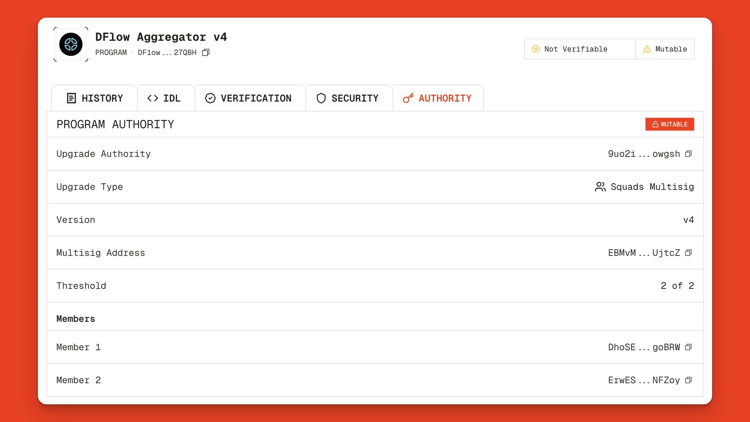 DFlow Aggregator v4 upgrade authority page