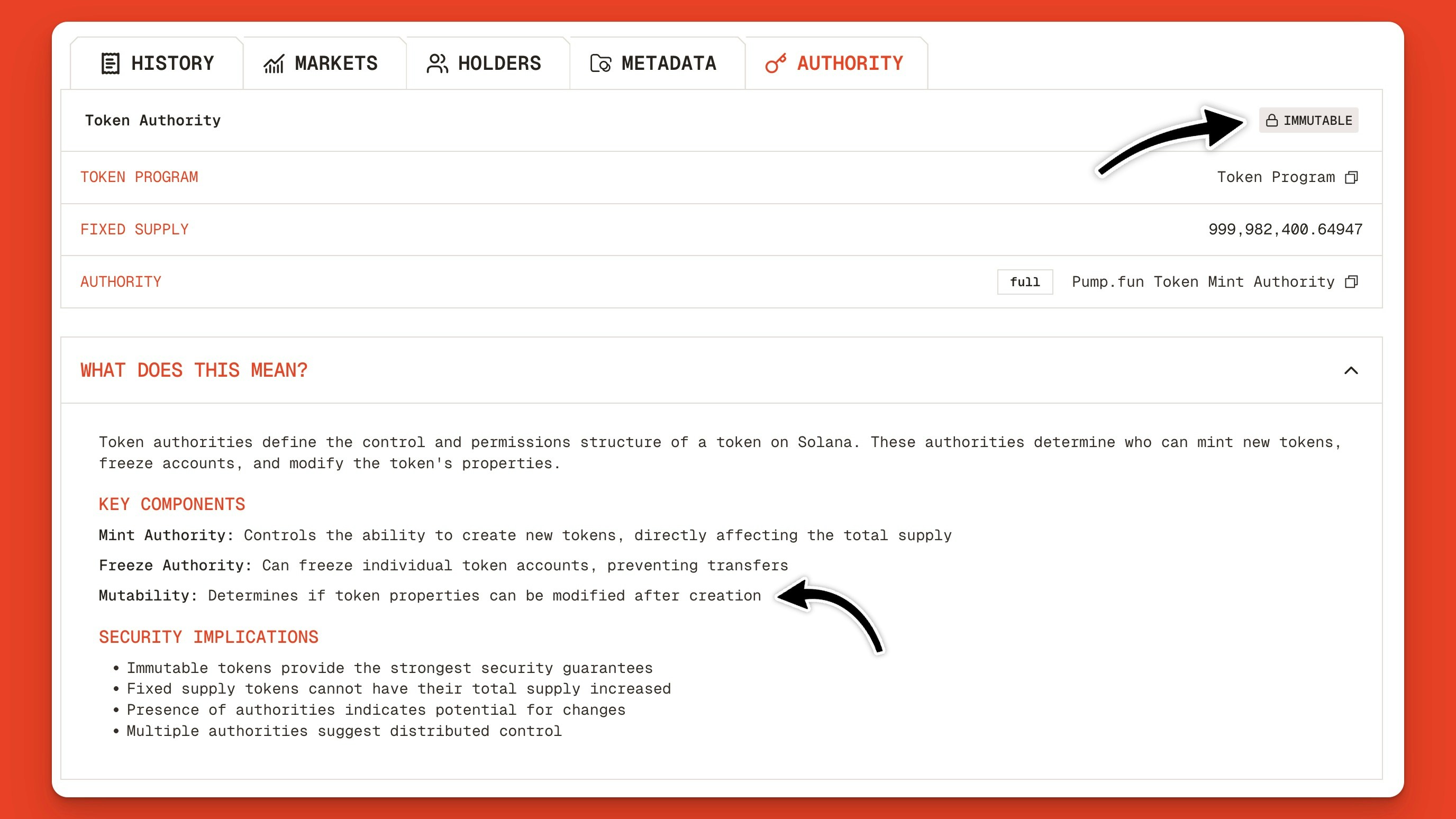 Immutable Solana Token Update Authority On The Orb Explorer Jp