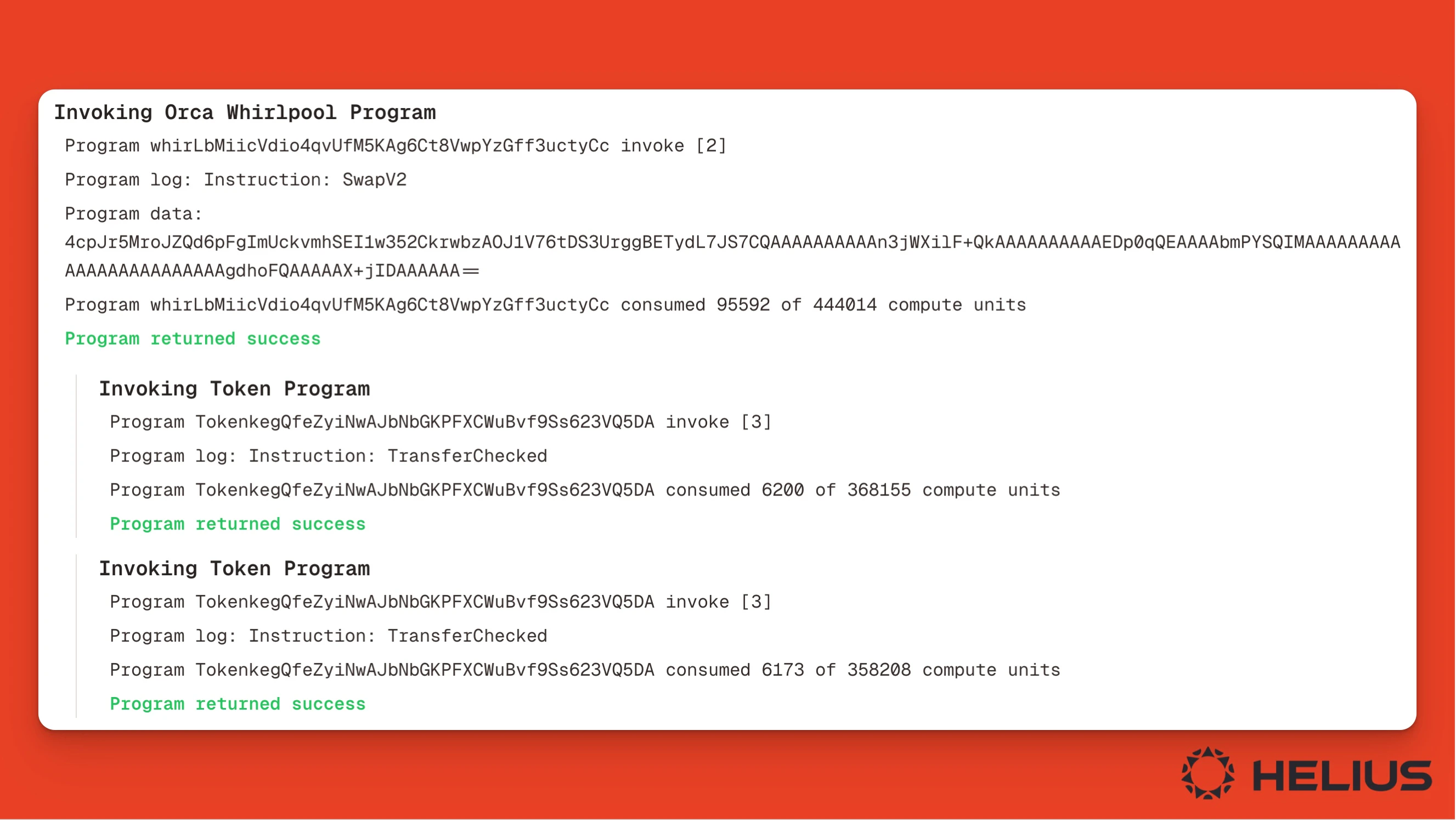 View of the Orca Whirlpool Program SwapV2 instruction logs