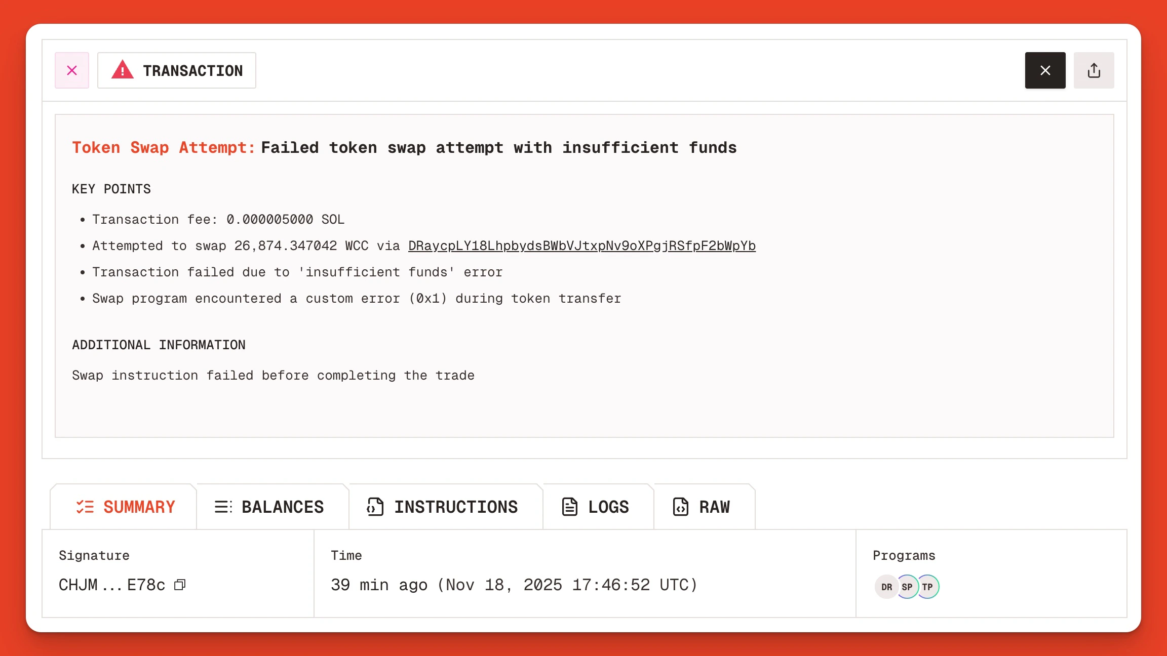 Ai Explanation Of A Failed Solana Devnet Transaction On The Orb Explorer Jp