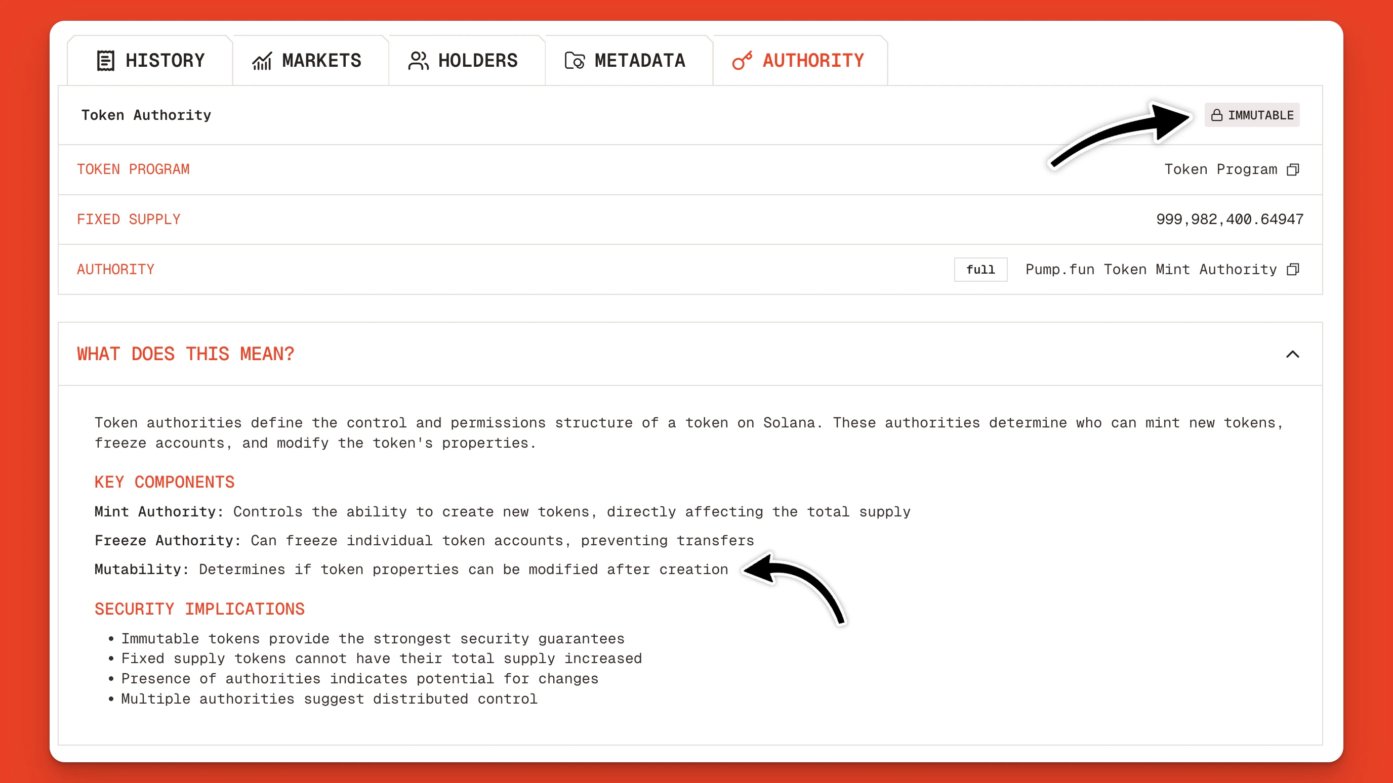 Immutable Solana Token Update Authority On The Orb Explorer Jp