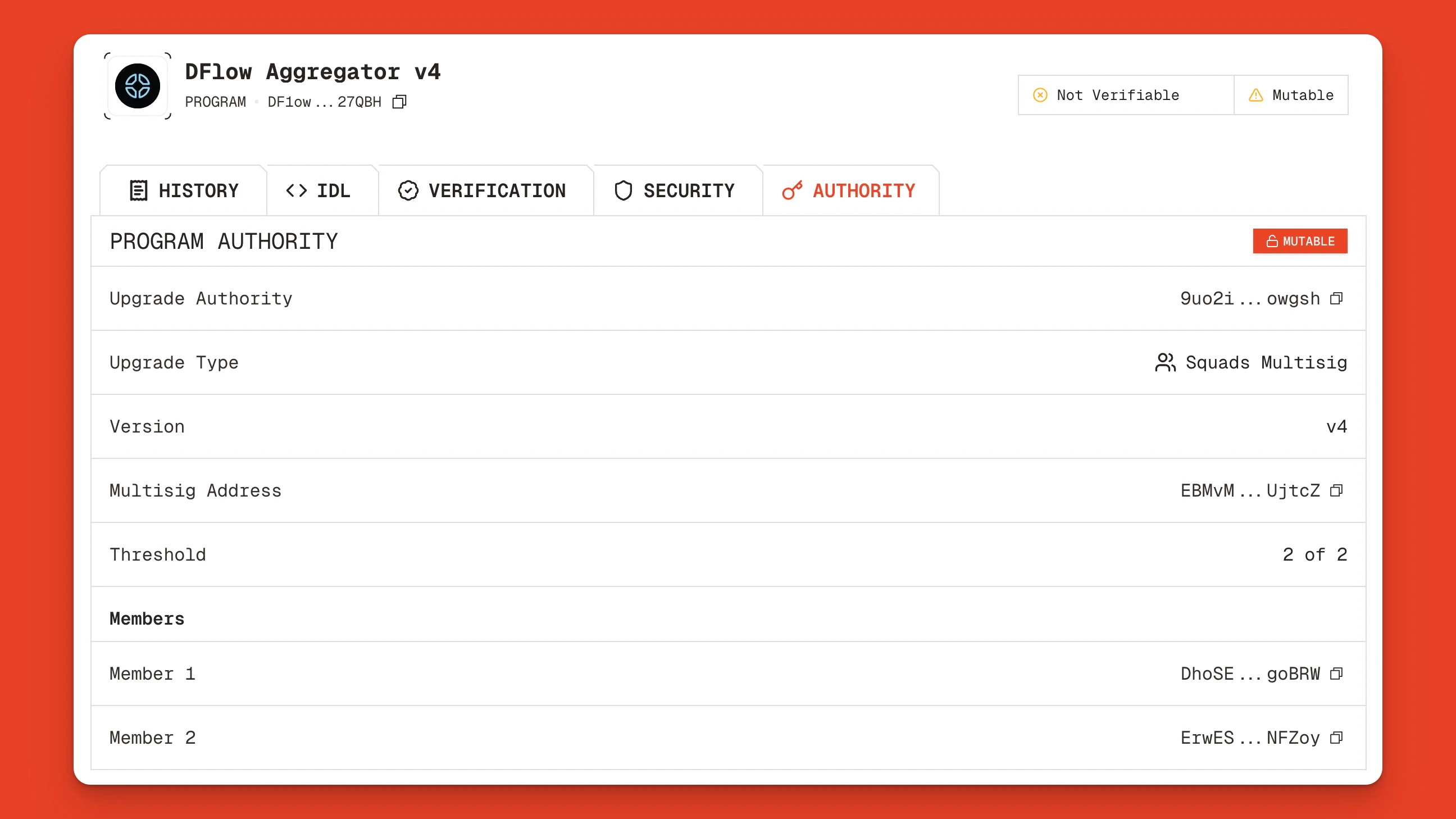DFlow Aggregator v4 upgrade authority page