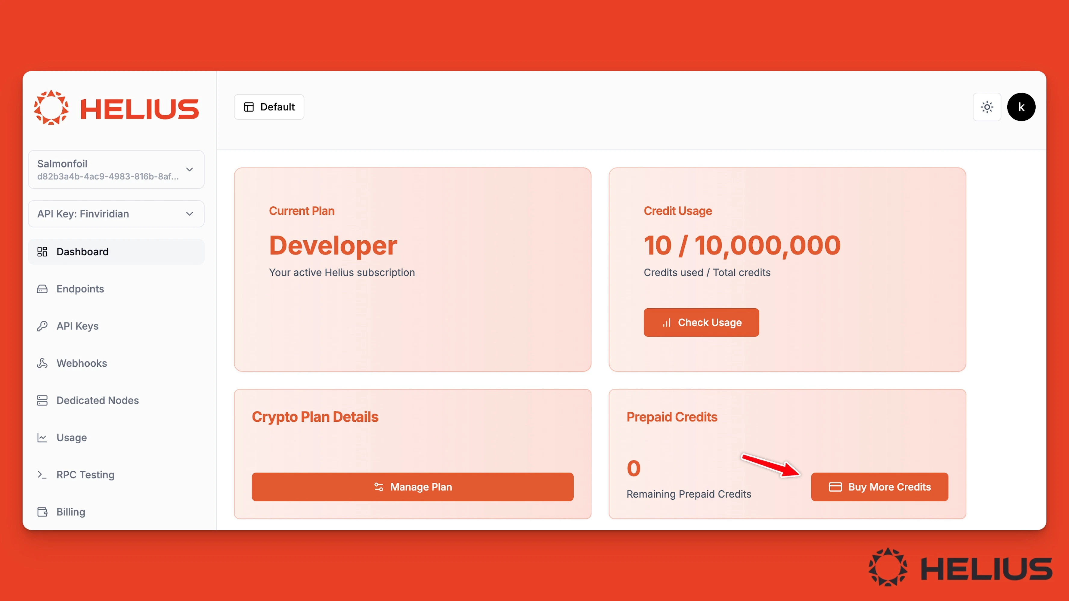 Prepaid Credits Button