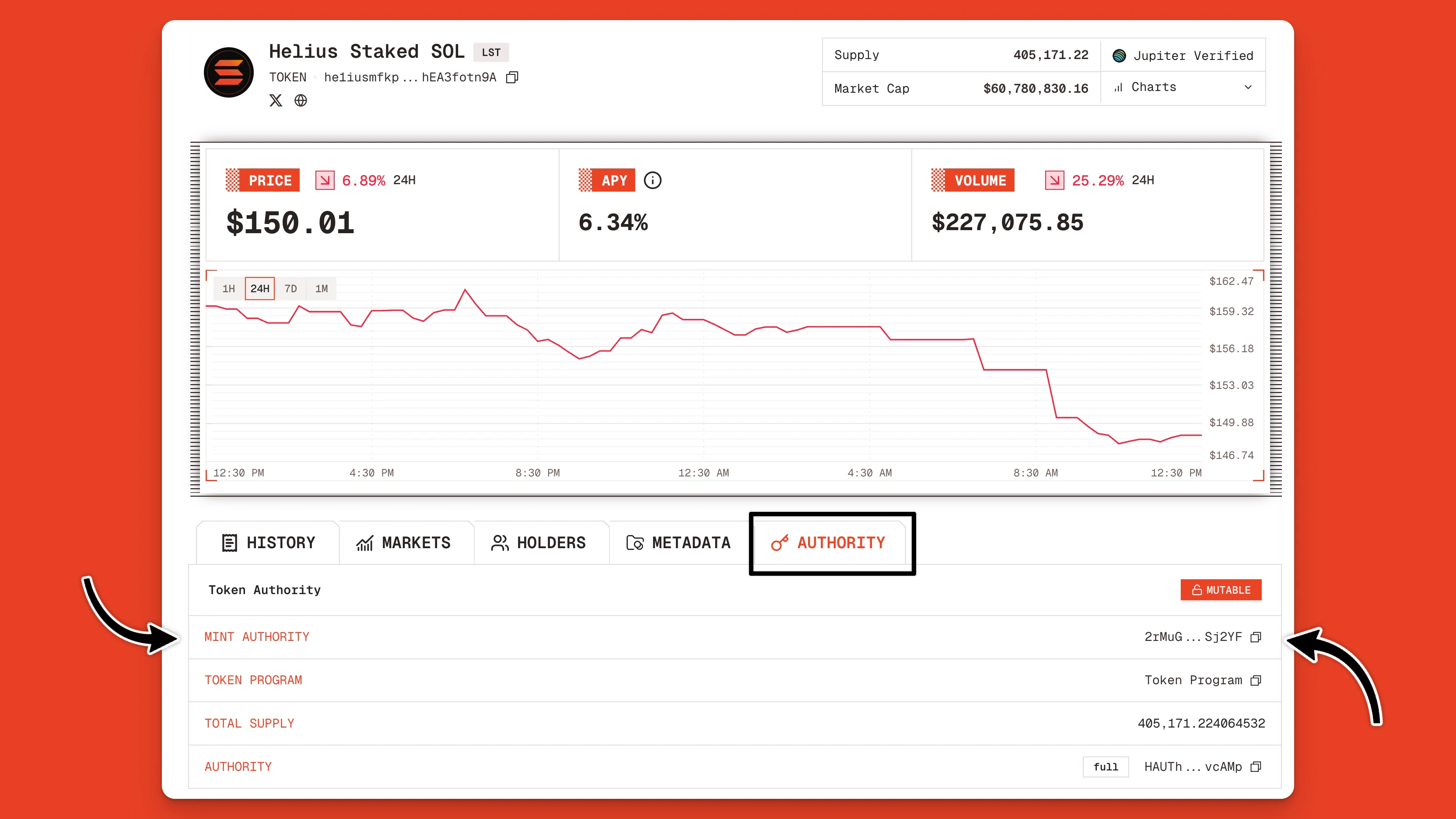 Solana Token Mint Authority Section On The Orb Explorer Jp